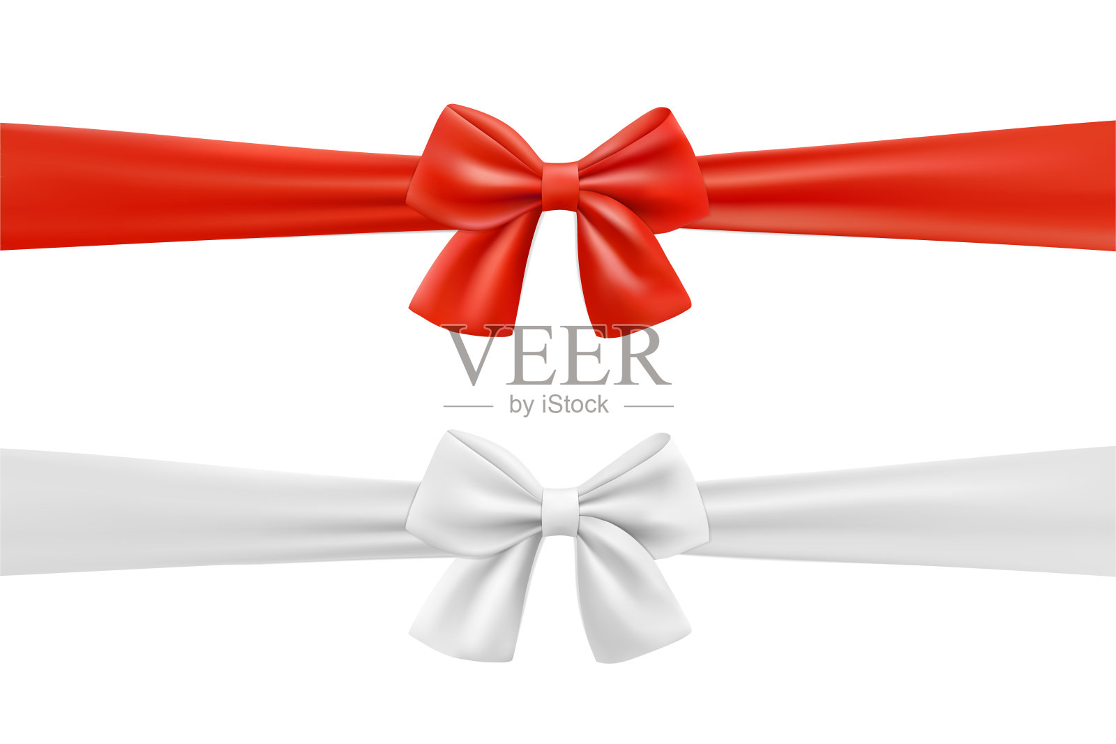 红色，白色的蝴蝶结和丝带设计元素图片
