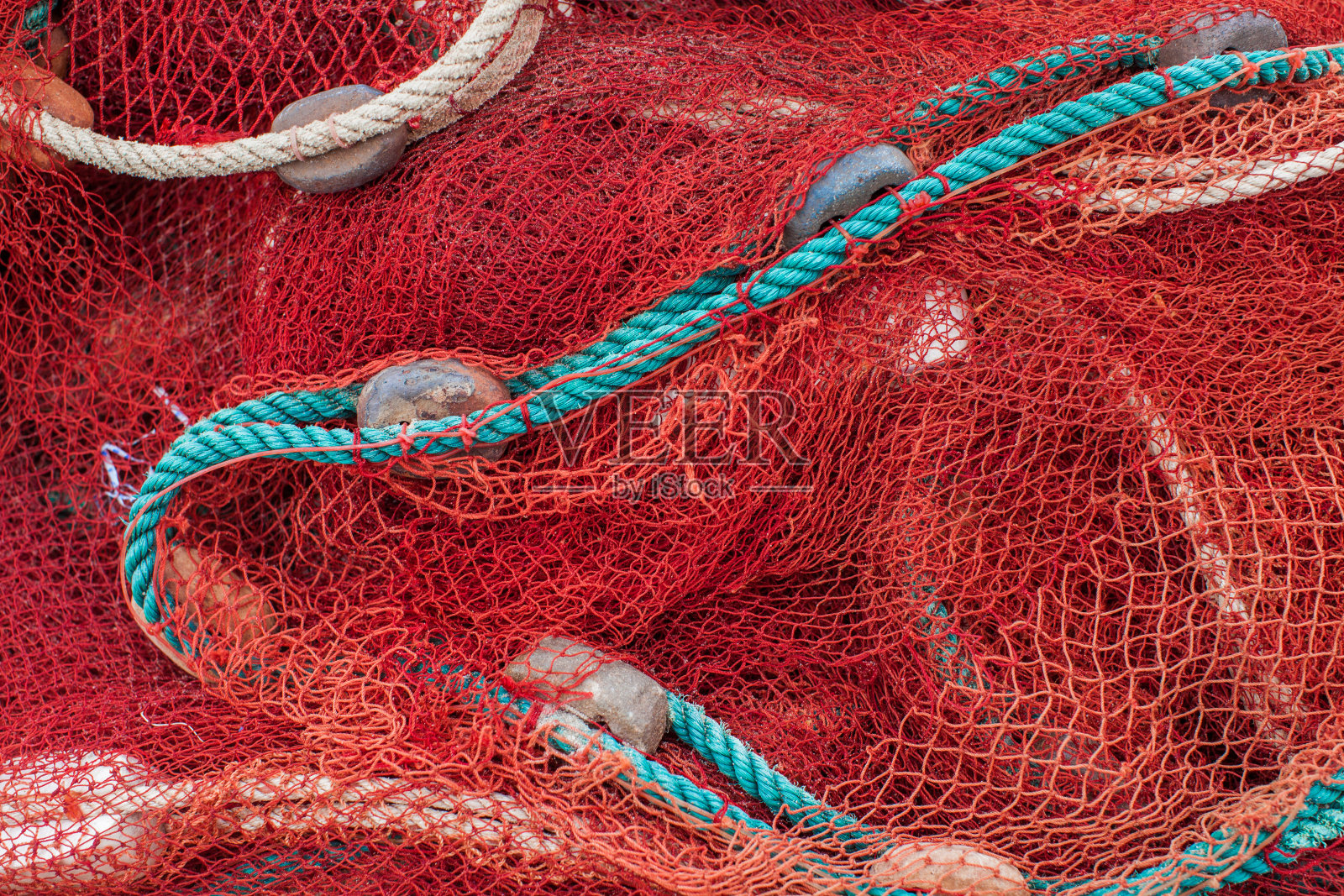 近景渔网海洋背景照片摄影图片