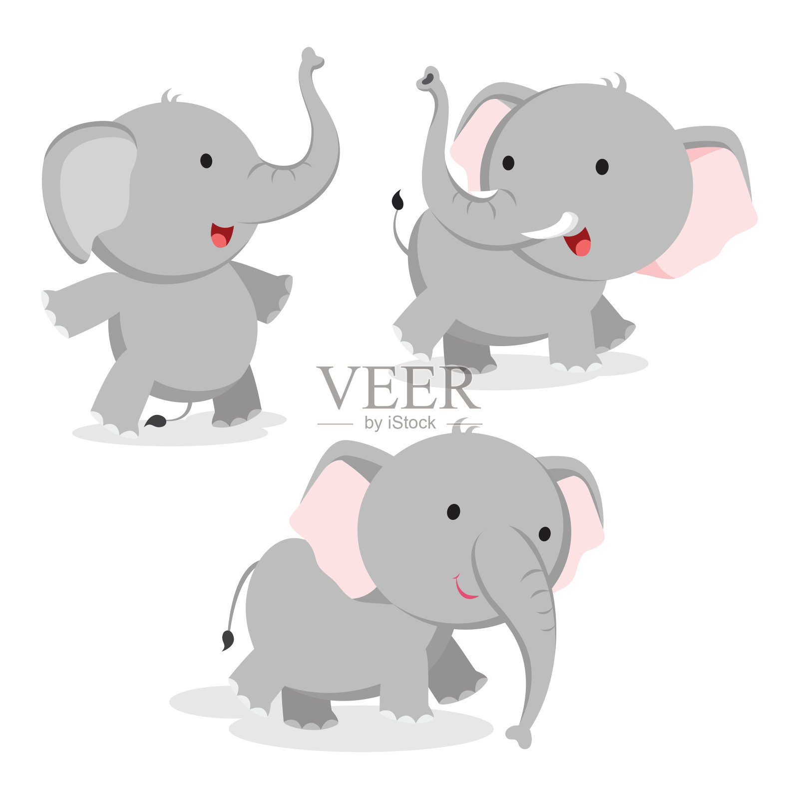 可爱的大象向量插画图片素材