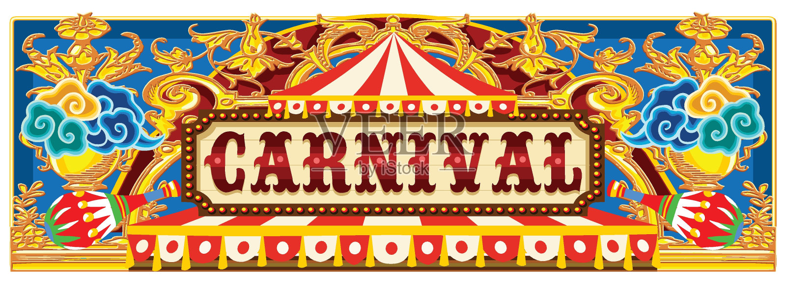 带马戏团帐篷的狂欢节横幅插画图片素材