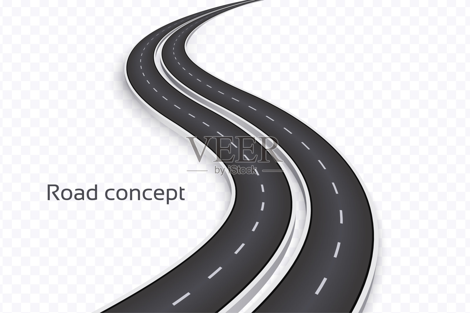 蜿蜒的3D道路概念上的一个透明的背景。时间轴的模板设计元素图片