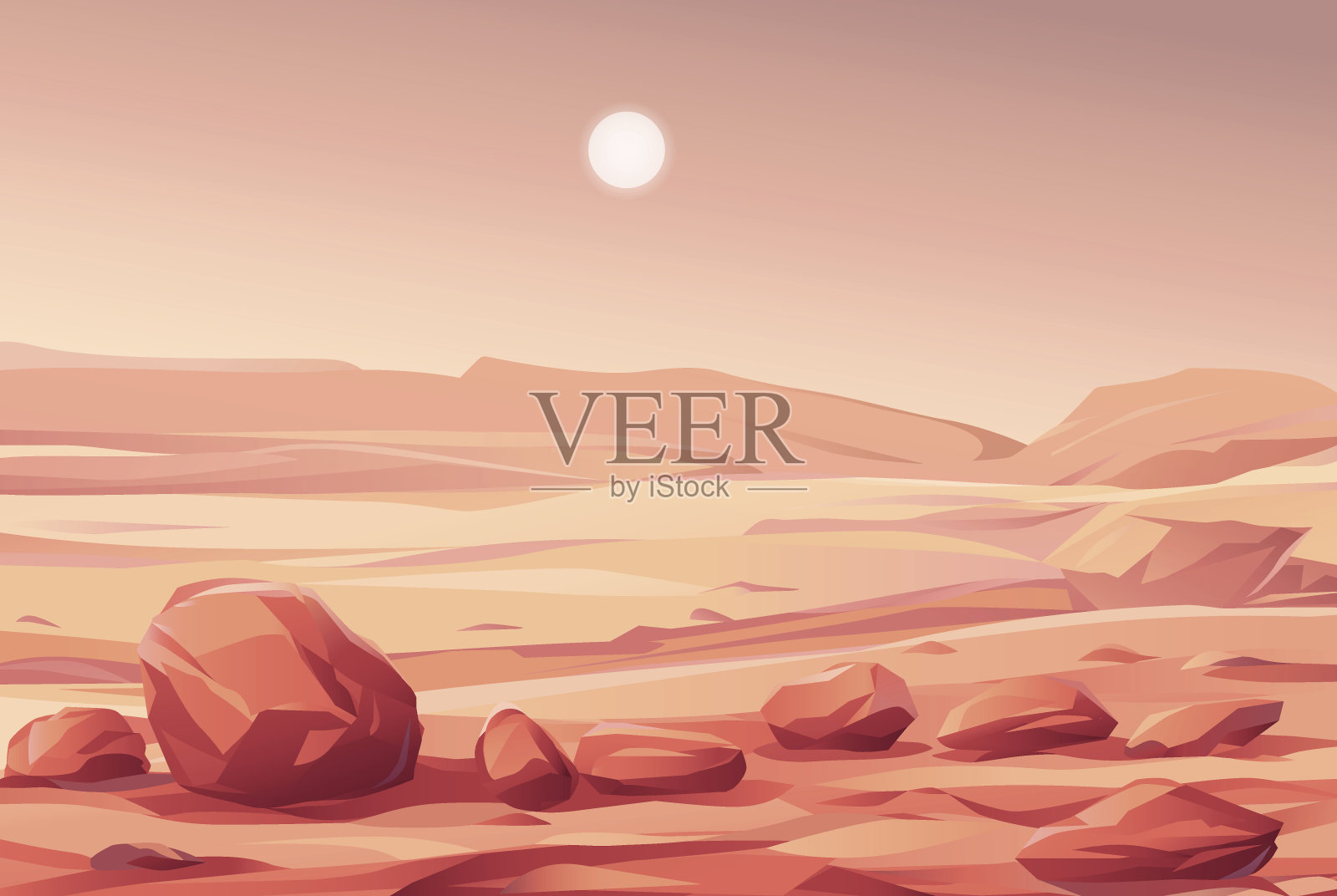 火星景观插画图片素材