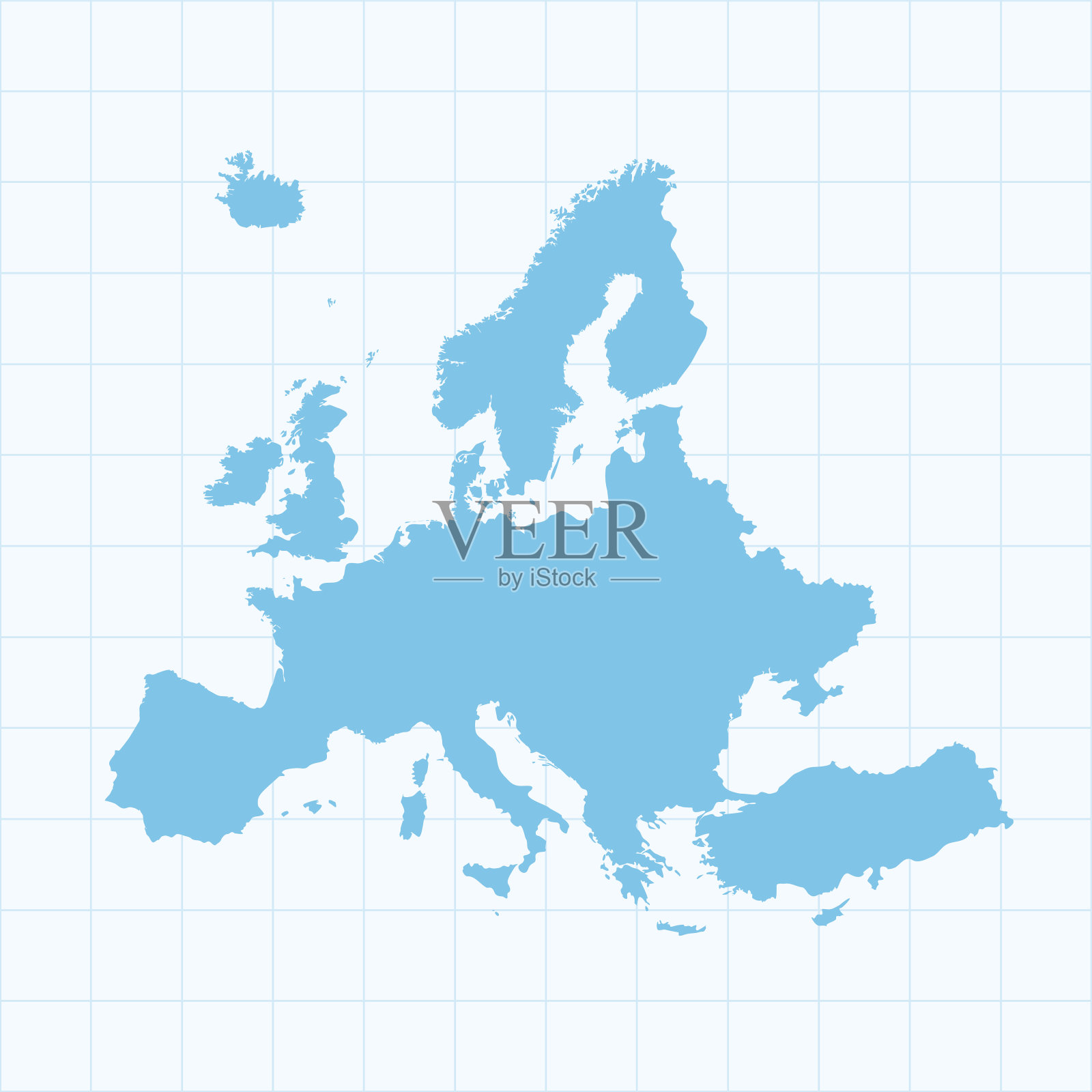 欧洲地图上的格子在蓝色的背景设计元素图片