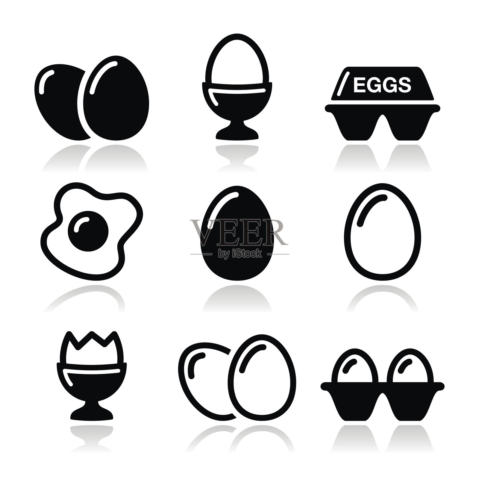 蛋，煎蛋，蛋盒图标集图标素材