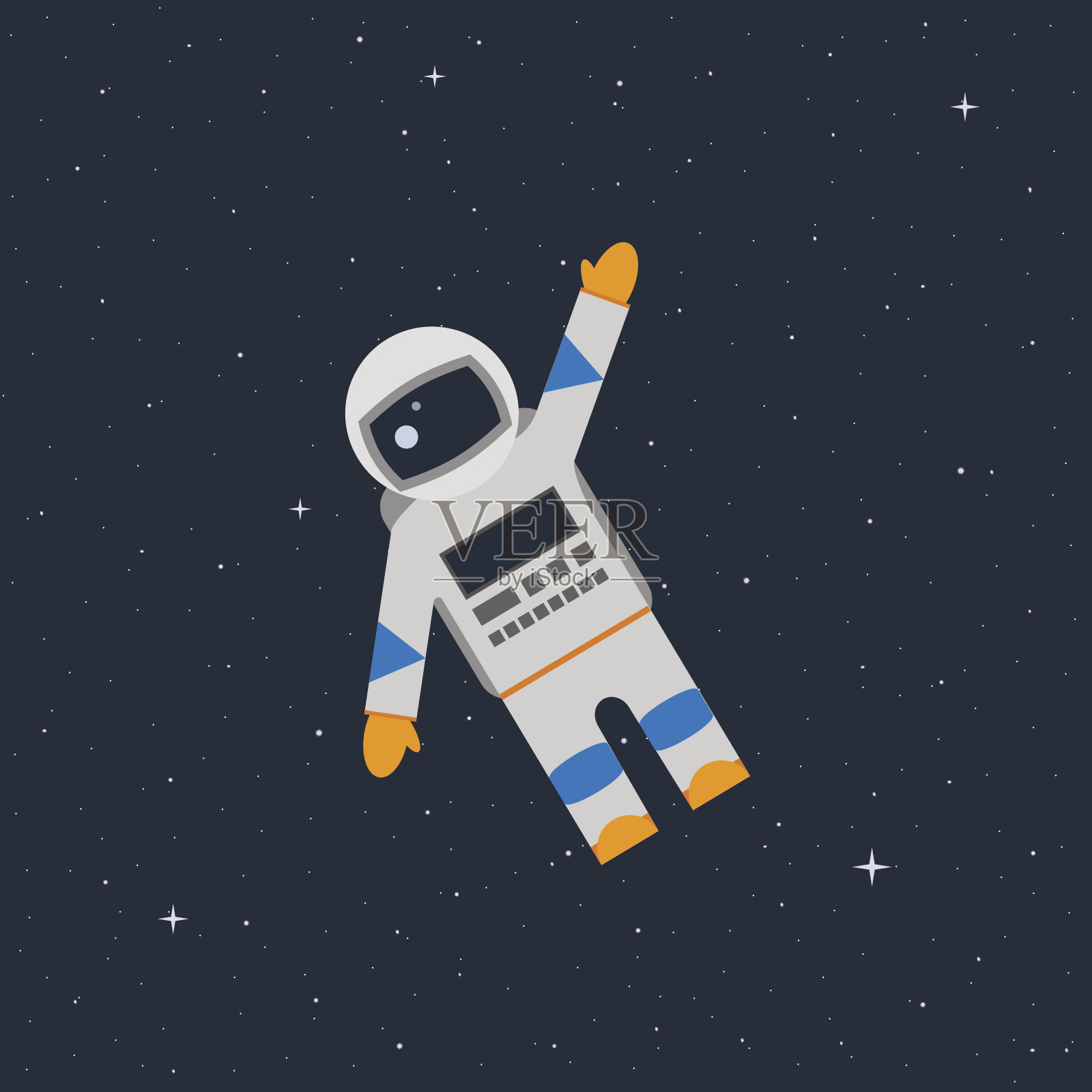 太空中的宇航员挥动着他的手插画图片素材