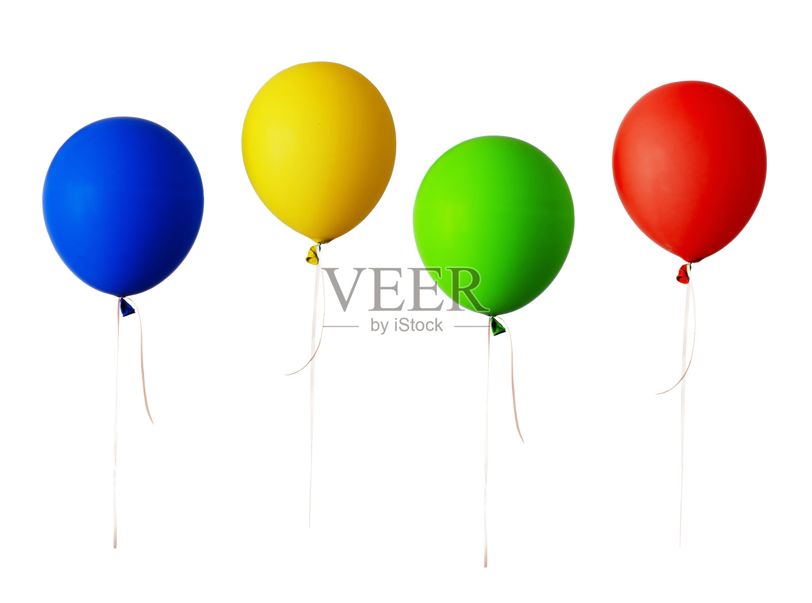 一套红色、蓝色、绿色和黄色的气球照片摄影图片