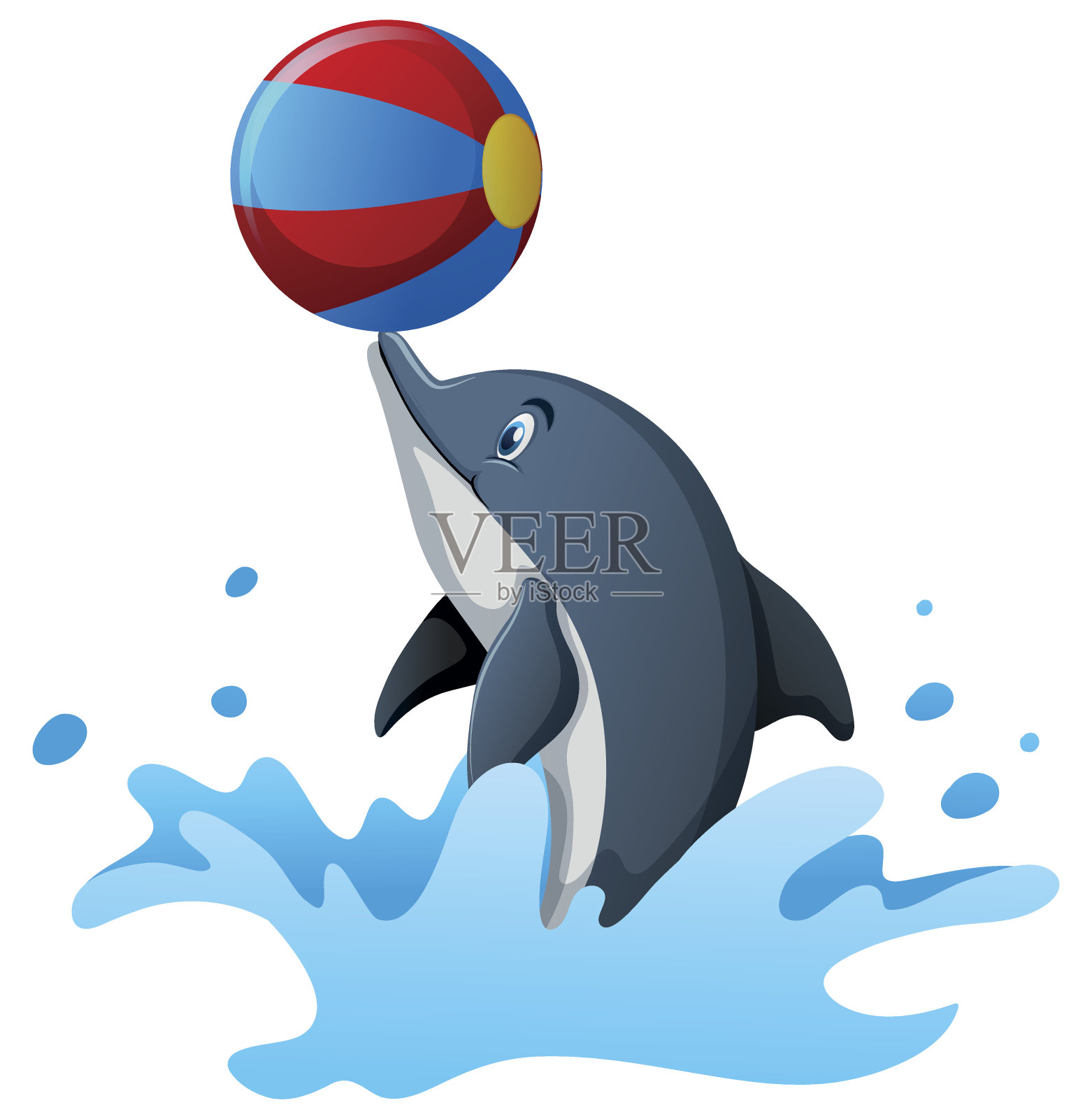 海豚在水里打球设计元素图片
