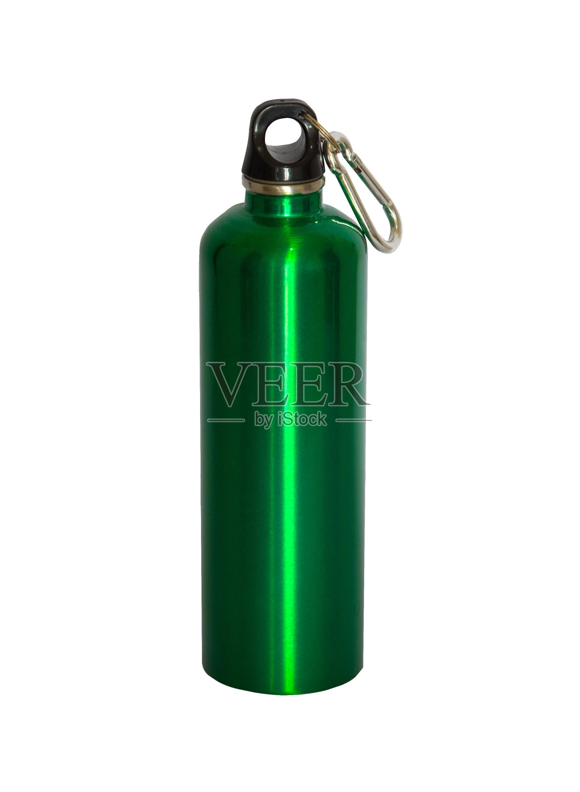 绿色金属水瓶孤立在白色背景与路径照片摄影图片