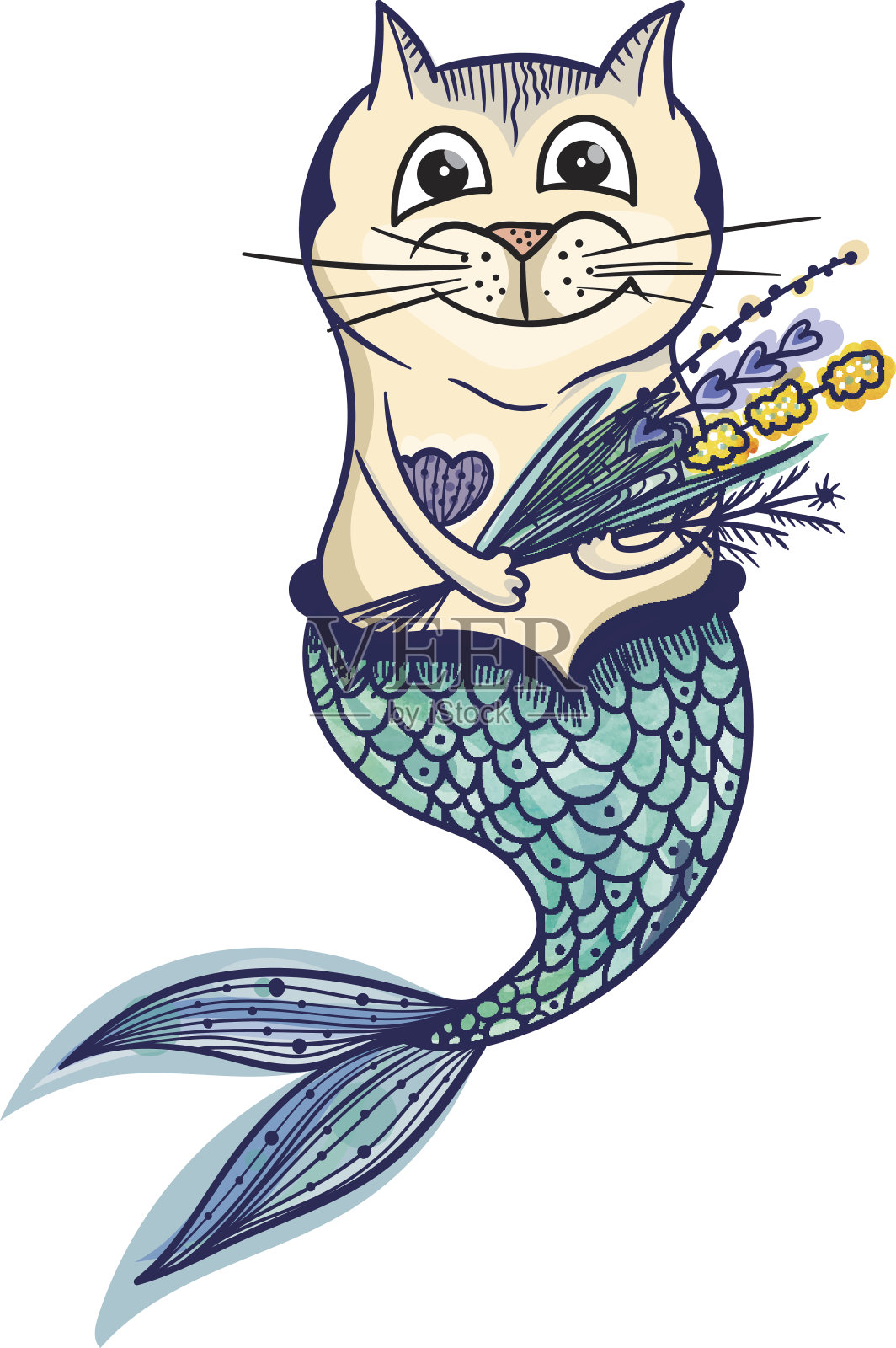 卡通美人鱼猫 向量例证. 插画 包括有 逗人喜爱, 水下, 小猫, 字符, 婴孩, 动画片, 查出, 幻想 - 157409672