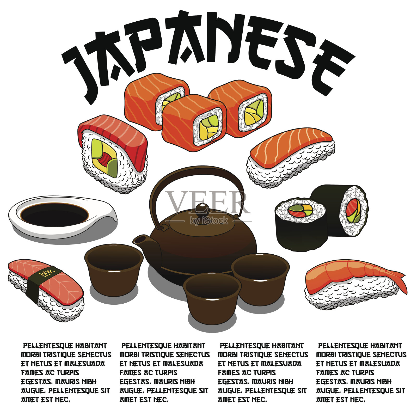 矢量海报为日本餐厅或寿司吧插画图片素材
