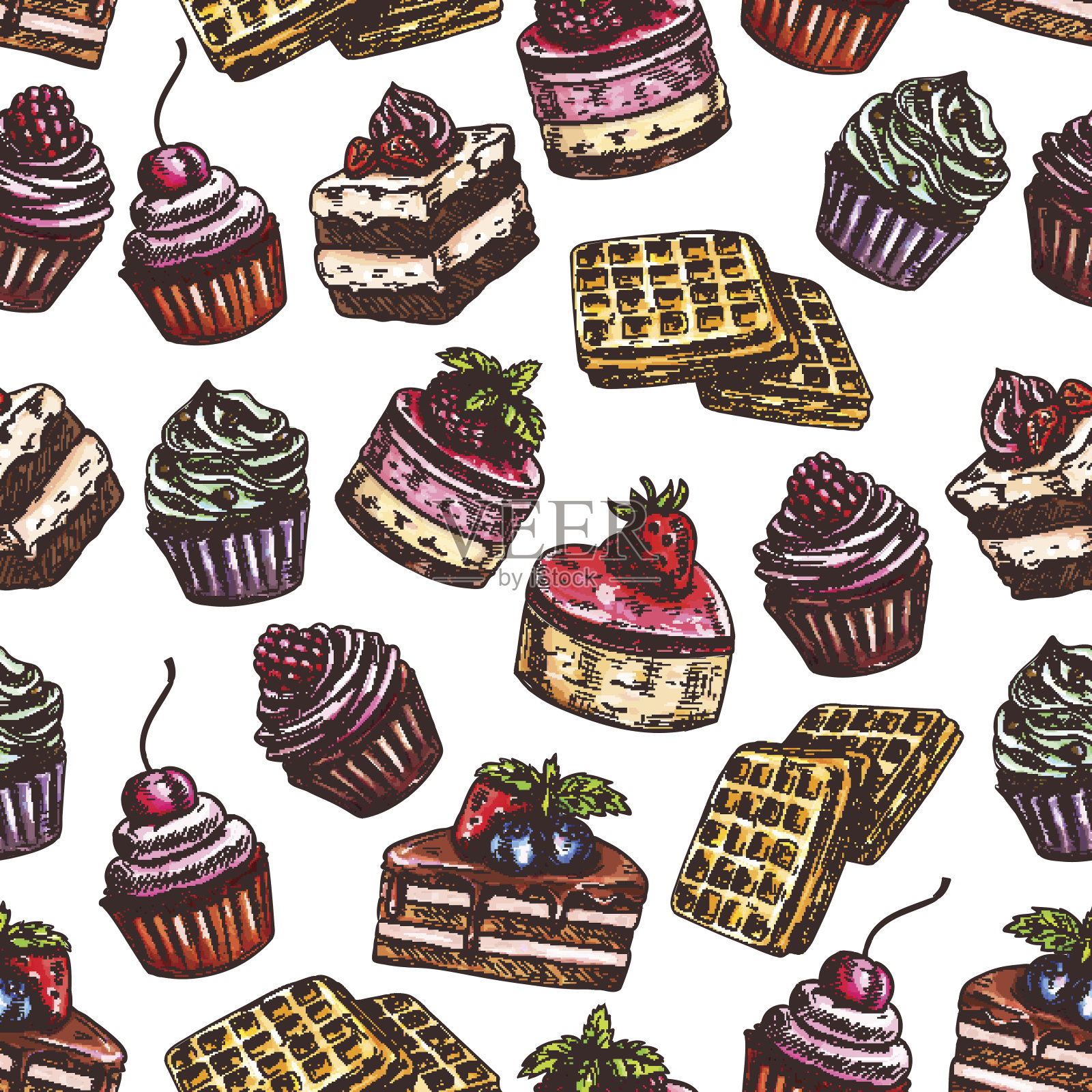 糕点甜点的糕点图案插画图片素材