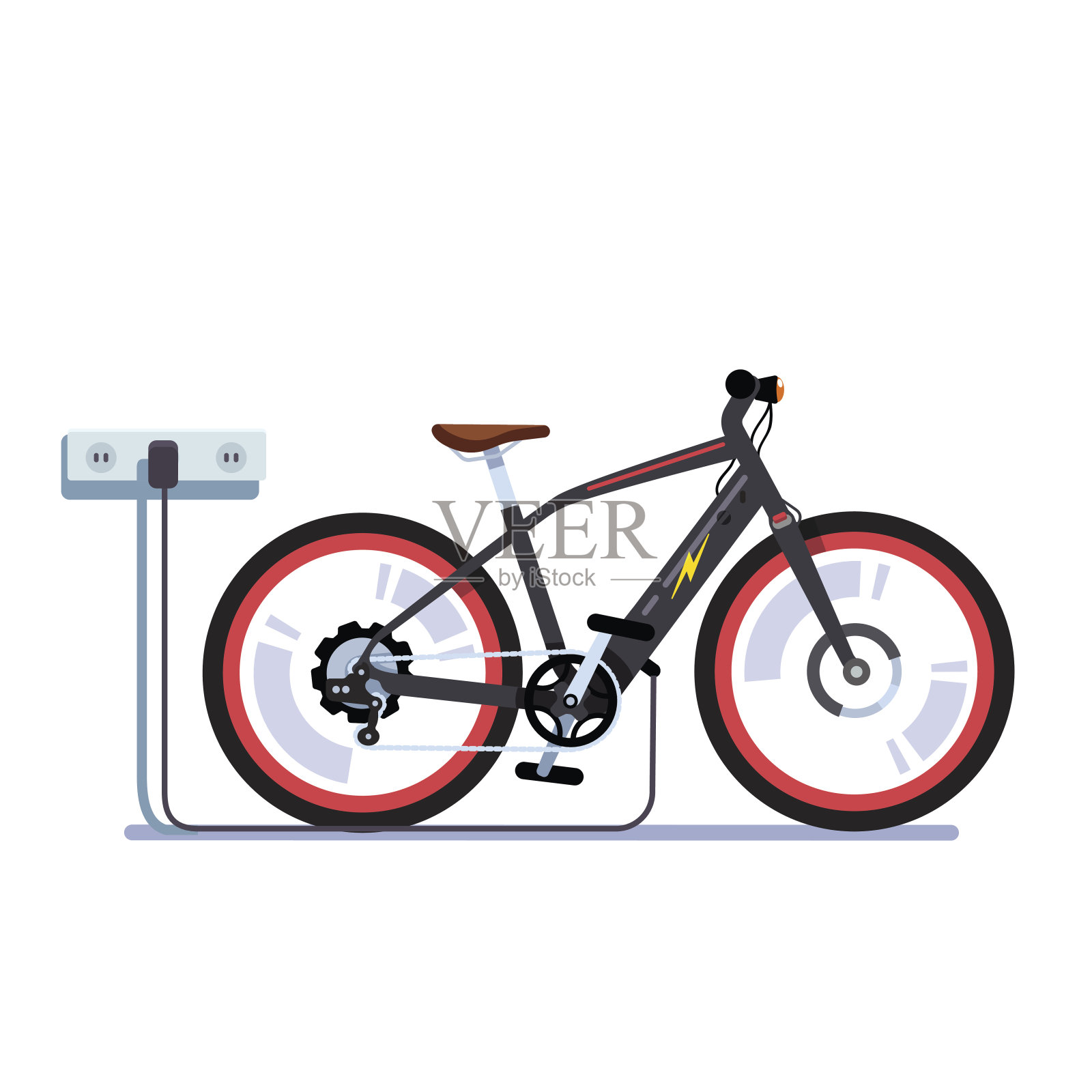 带插座充电的电动自行车设计元素图片