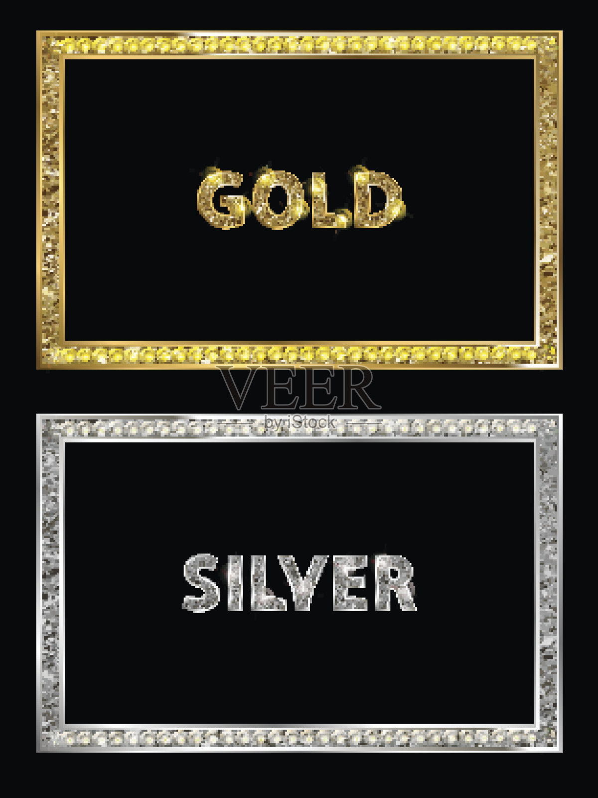 电影院银和金形状的框架设计元素图片