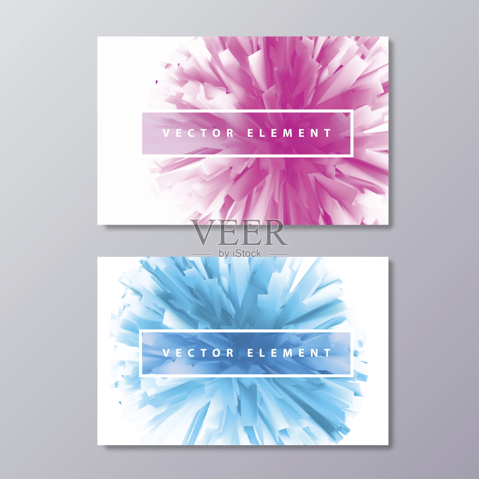 蓝色和粉色抽象女性设计名片。设计模板素材