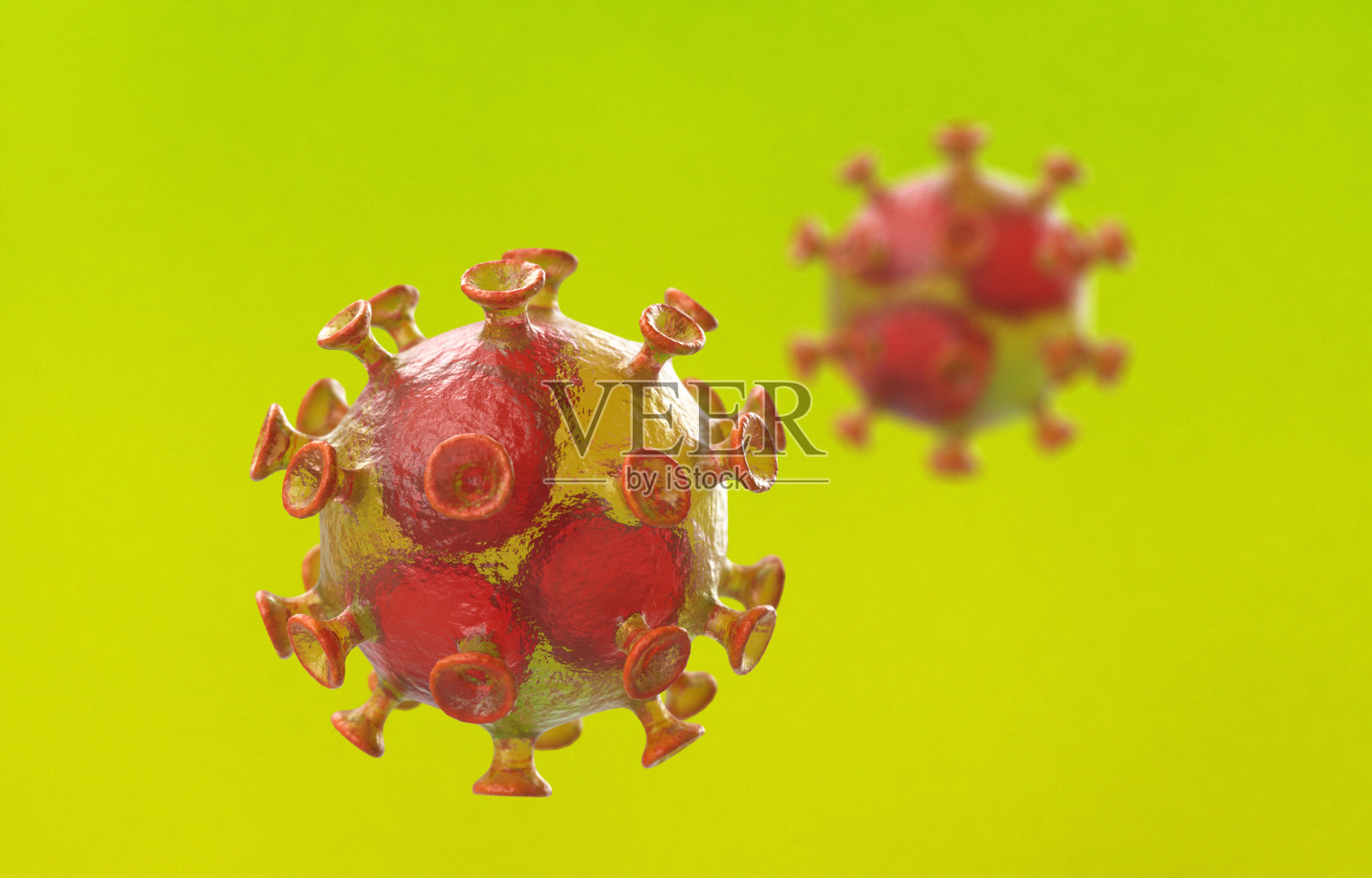 病毒细胞，3D插图照片摄影图片