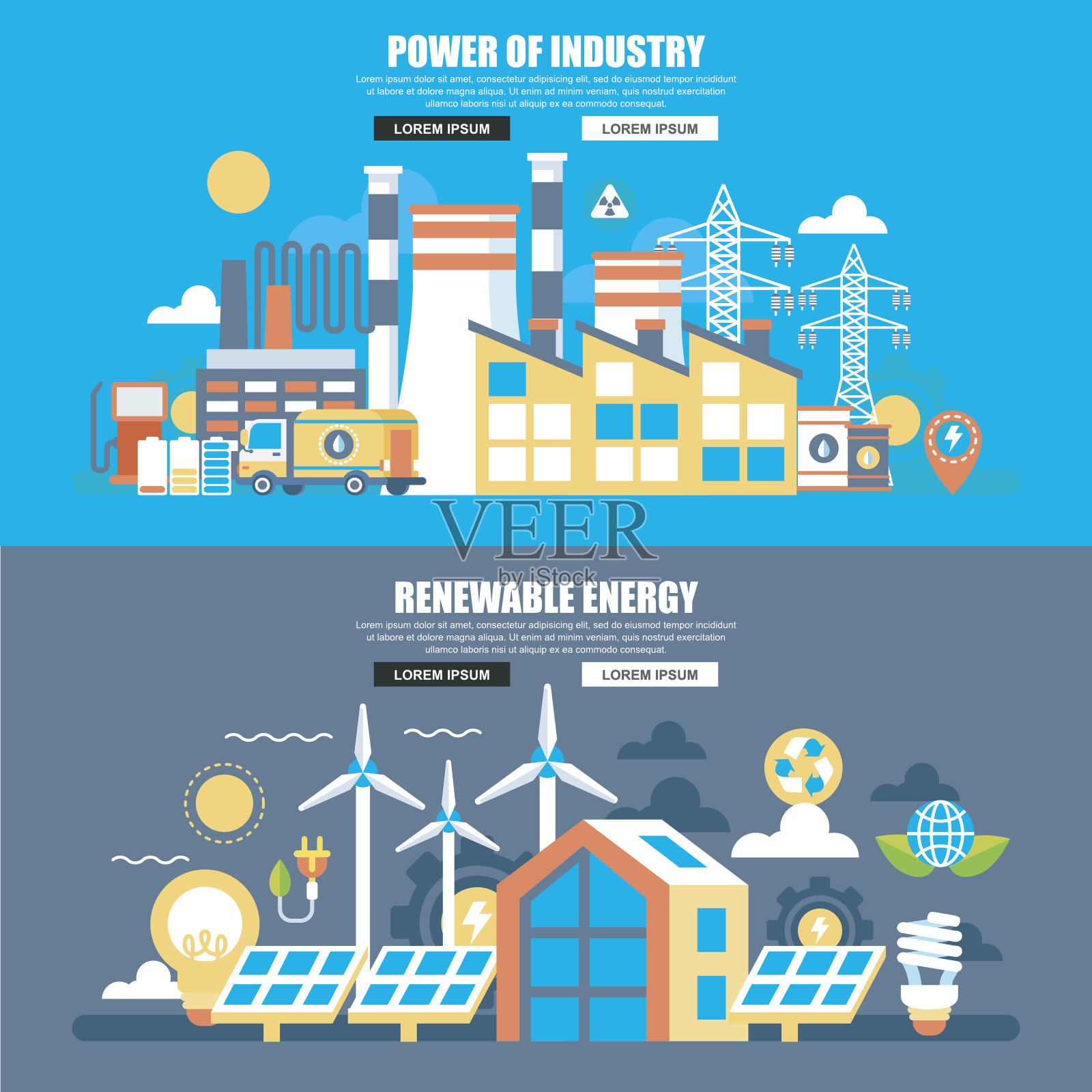 企业平力工业和可再生能源的概念插画图片素材