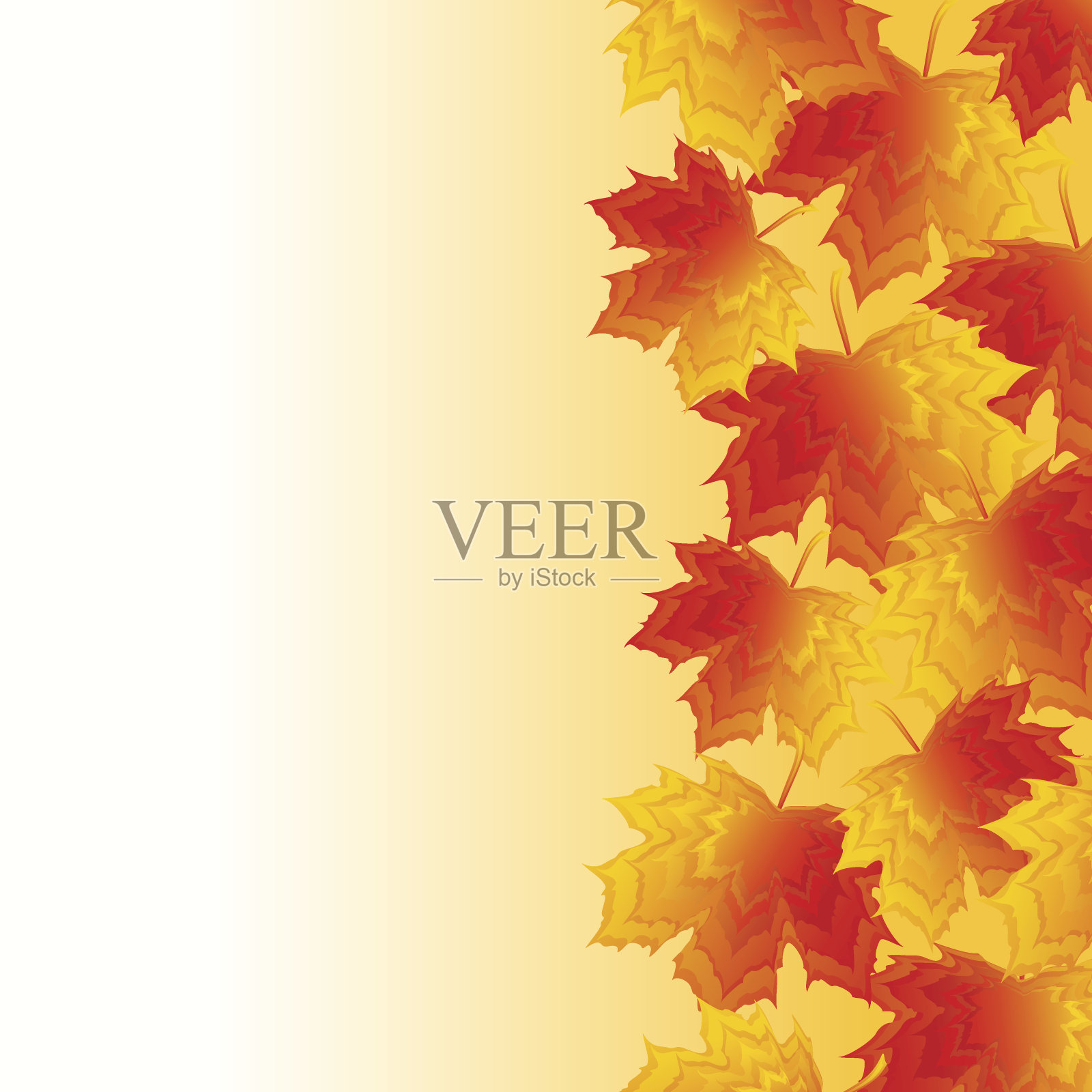 秋天的背景是红色和黄色的枫叶插画图片素材