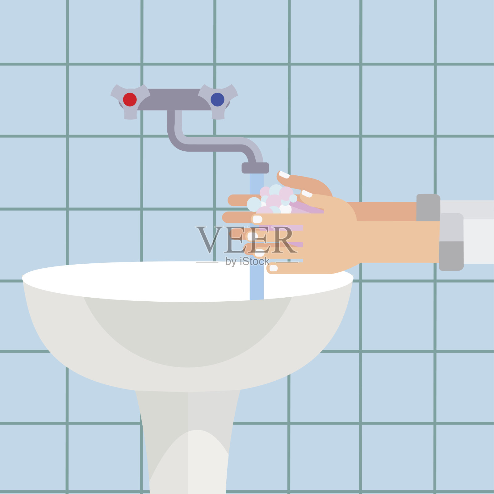 男人用肥皂洗手的概念插画图片素材