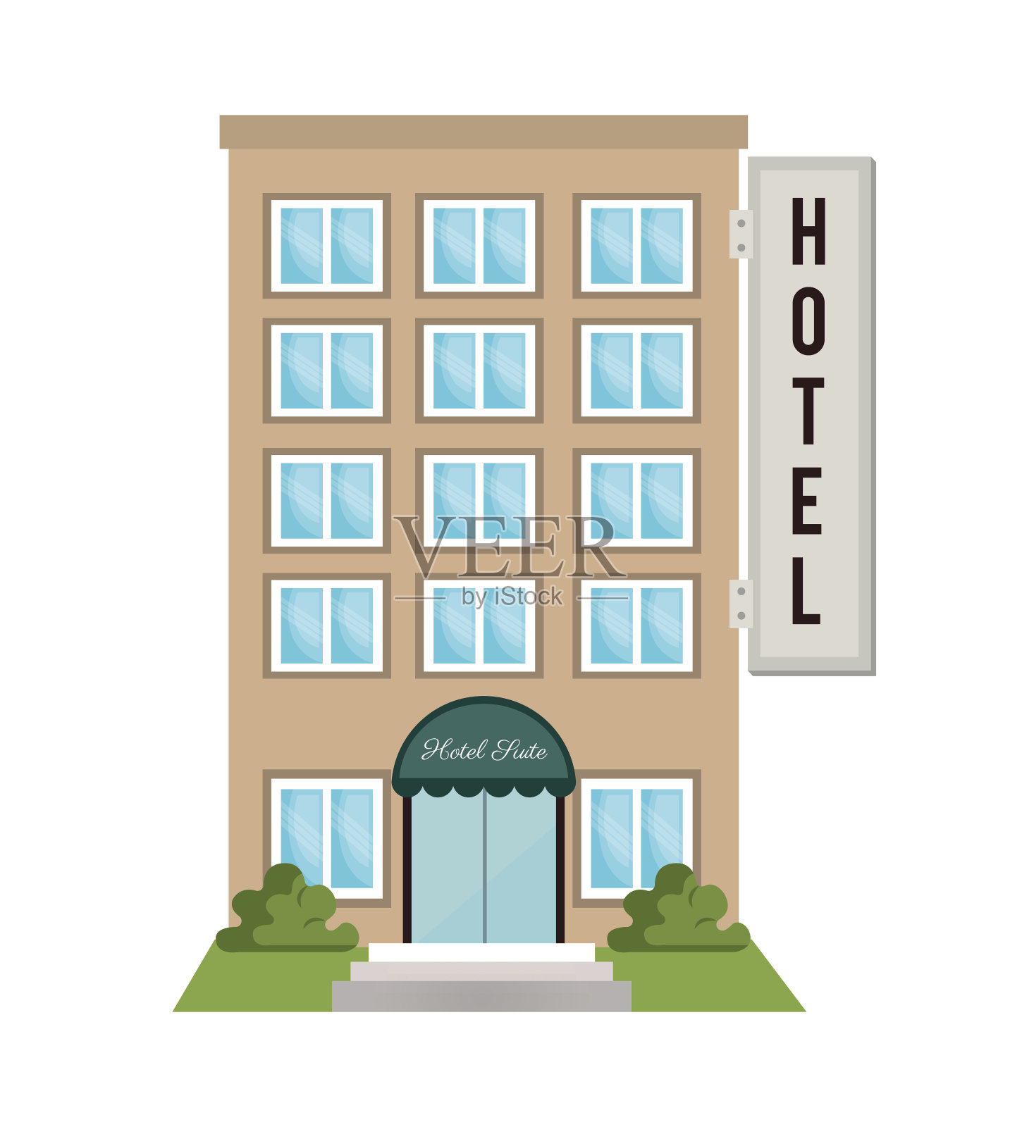 酒店建筑场所孤立图标插画图片素材
