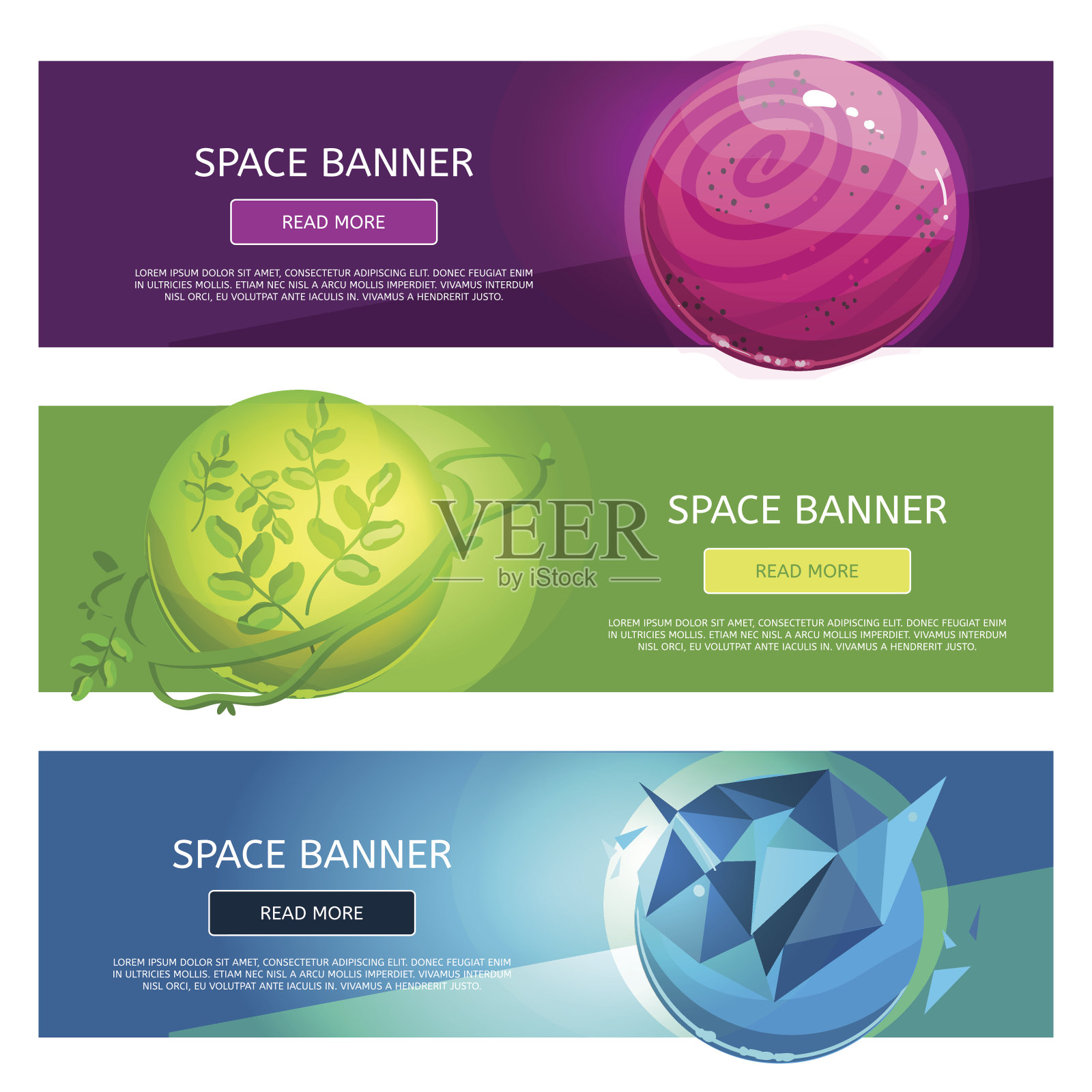 创意幻想行星旗帜集设计模板素材