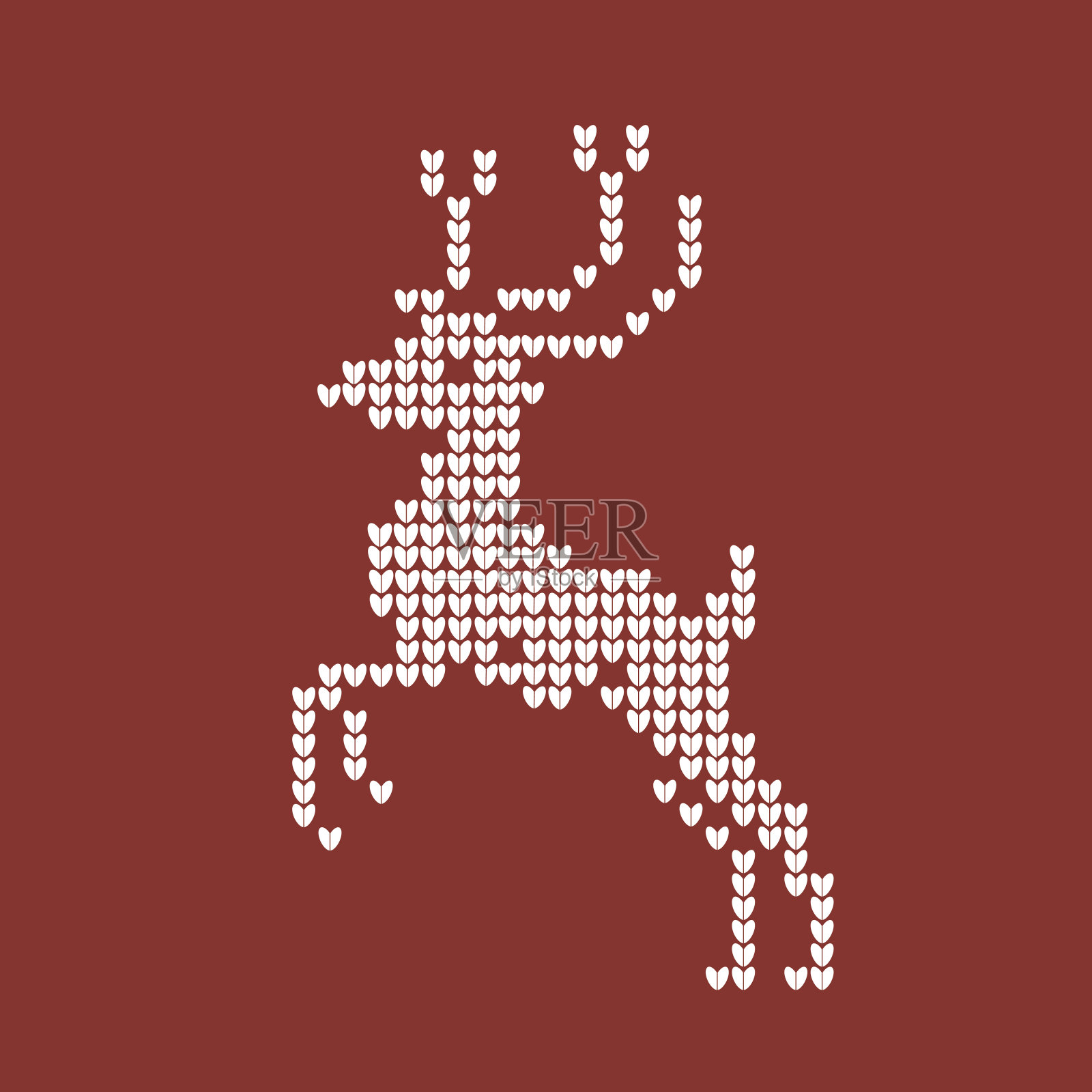 用驯鹿编织的2018圣诞红色背景。向量插画图片素材