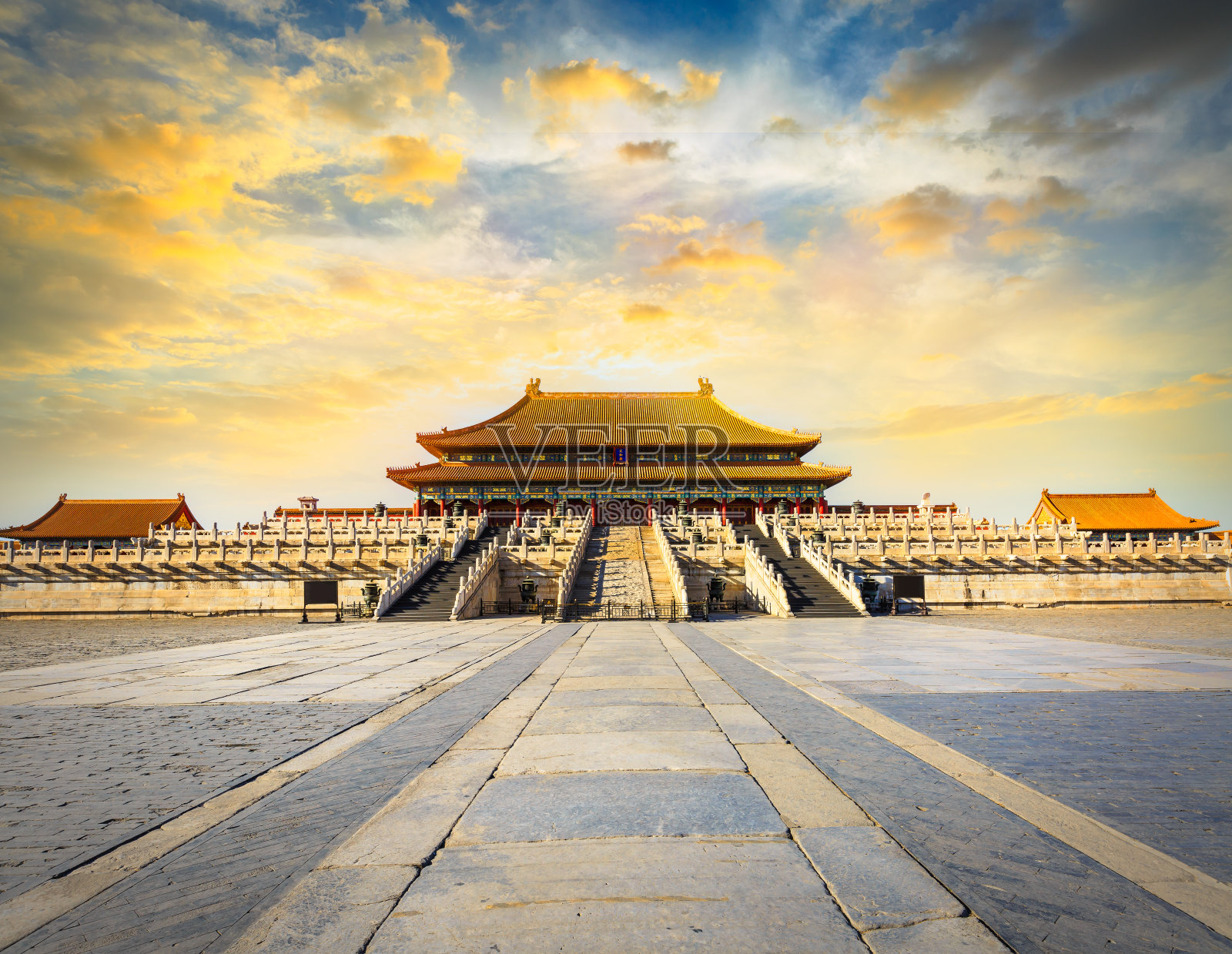 日落时分的北京紫禁城，中国，中国的象征照片摄影图片