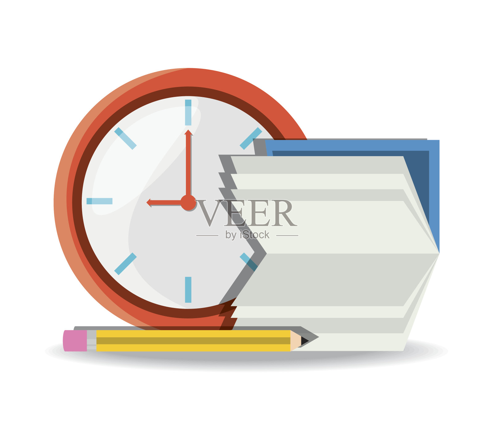 带日历和铅笔的闹钟可以知道考试日期插画图片素材