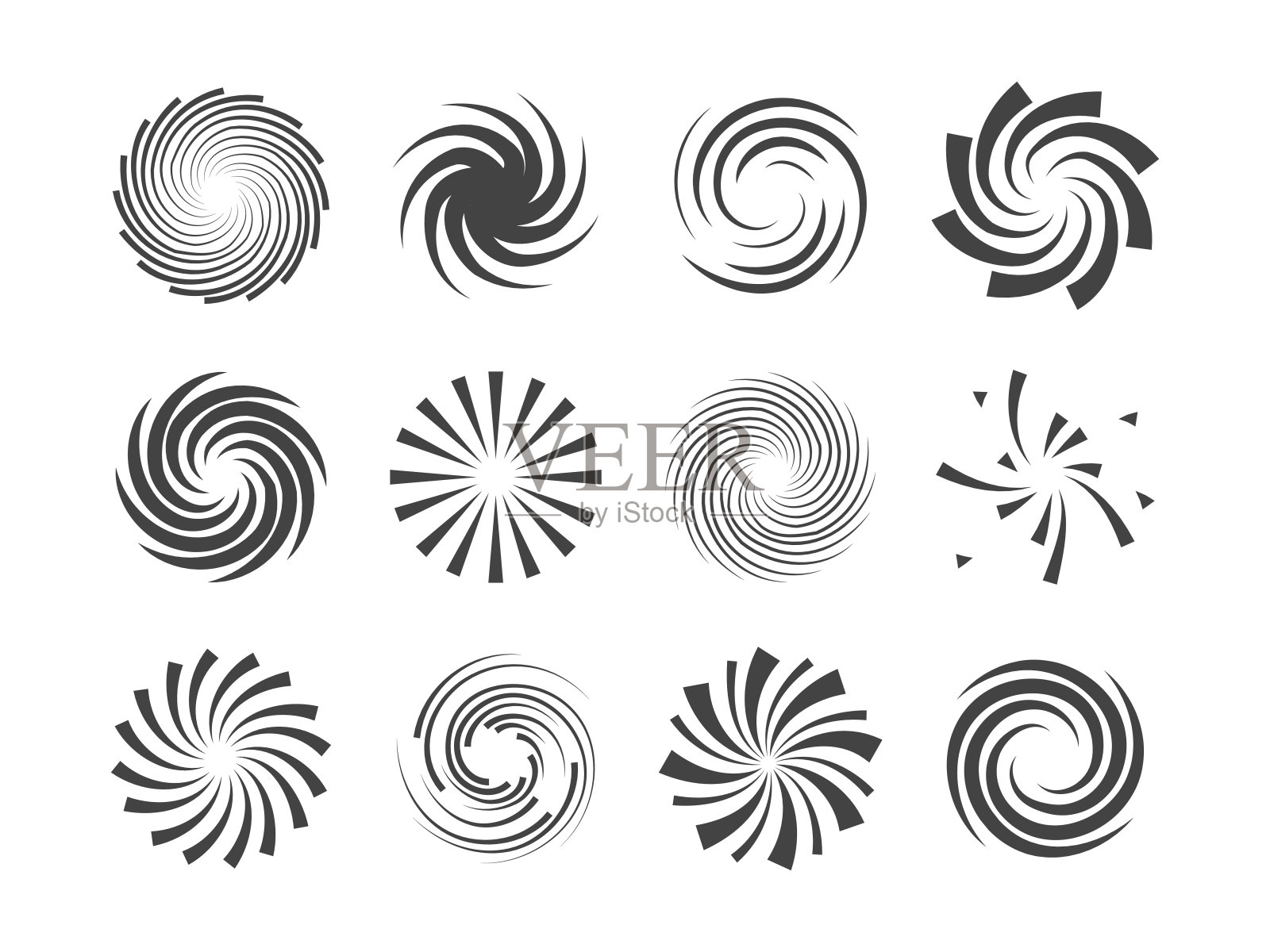 螺旋和旋流运动扭圈设计元素集设计元素图片