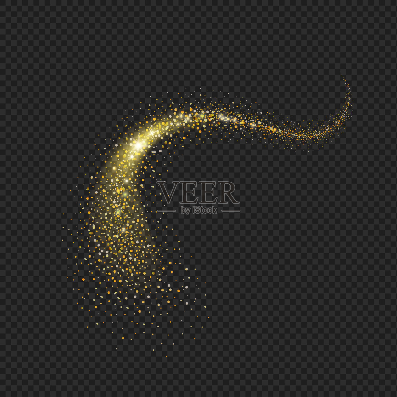 金光闪闪的星尘痕迹。闪闪发光的魔法矢量空间彗星尾巴插图插画图片素材