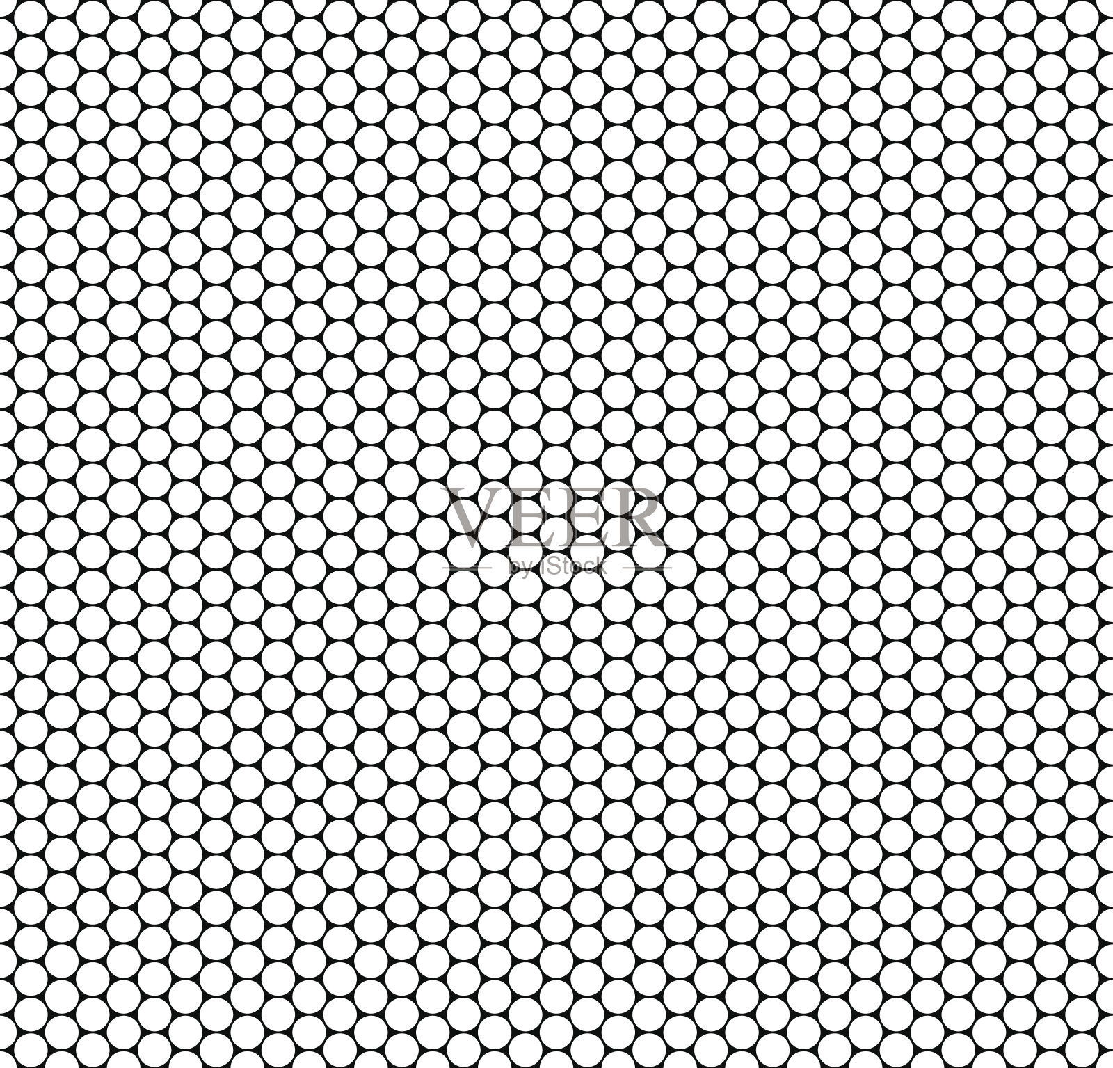 无缝单色六角形网格图案的圆圈。简单的黑白几何织物和服装纹理。向量插画图片素材
