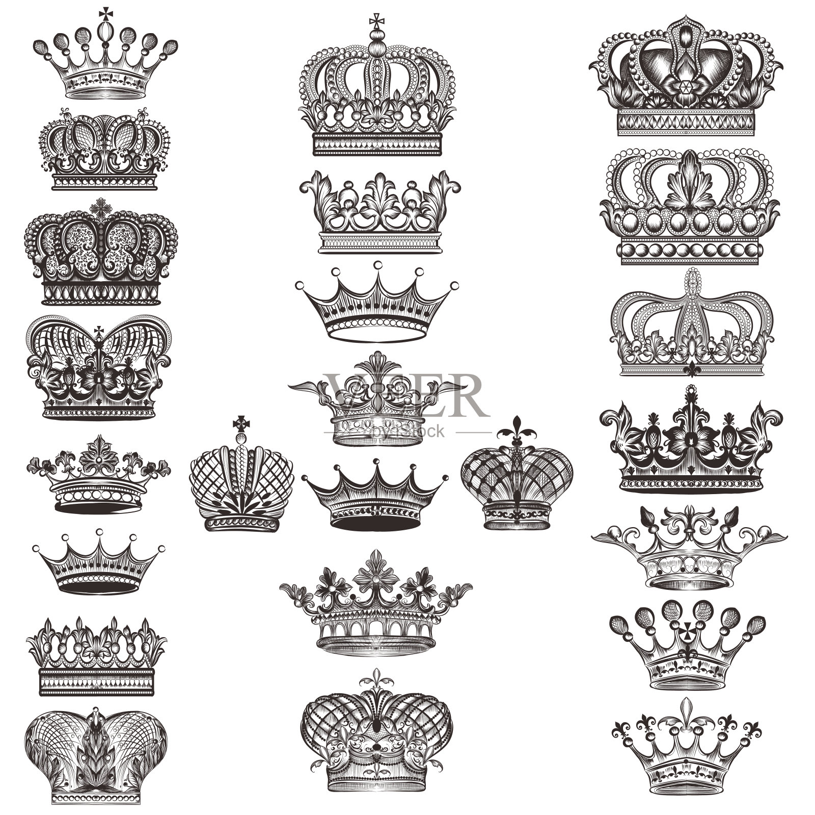 向量皇家皇冠的设计收集插画图片素材