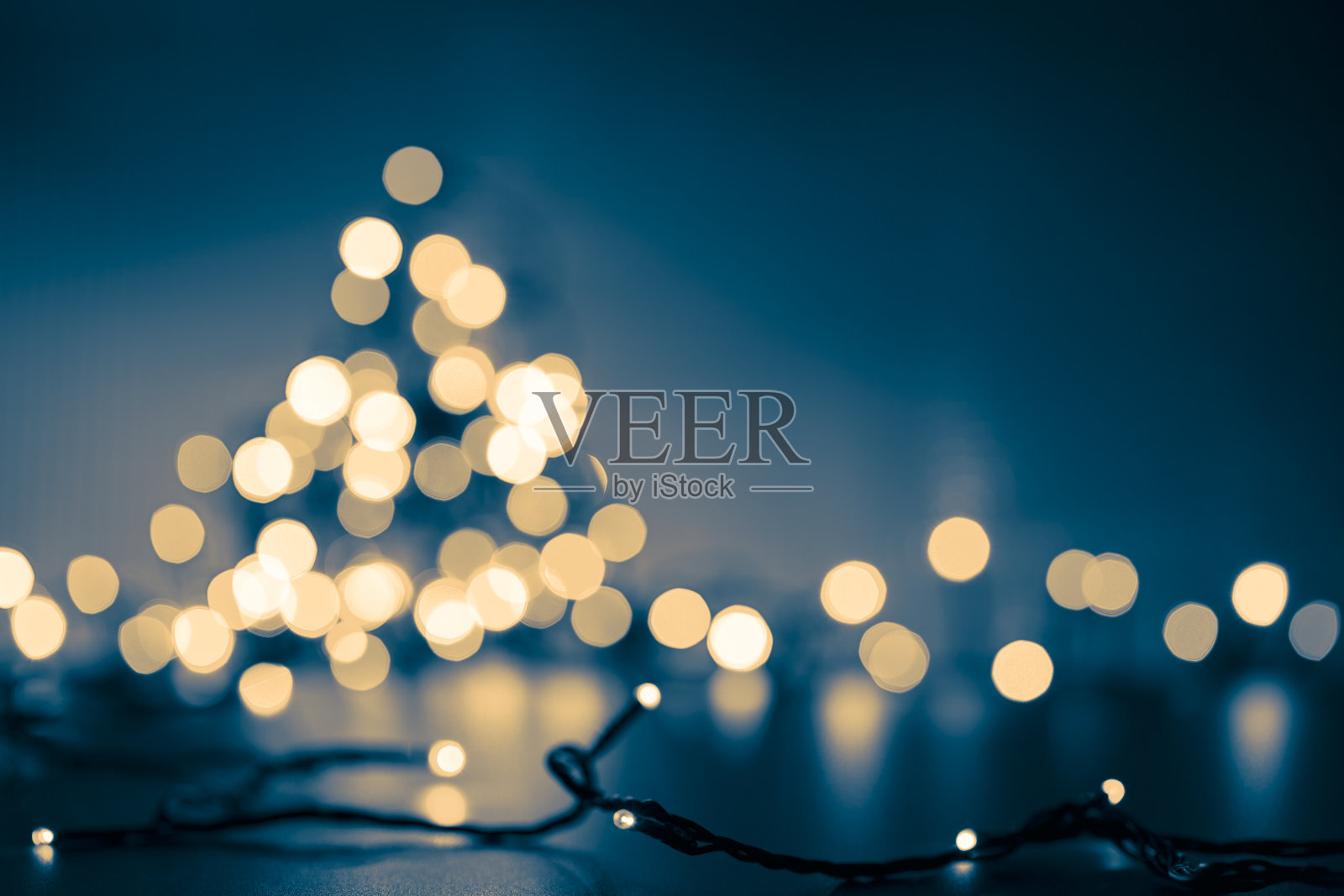 圣诞树-散焦装饰金蓝色散焦照片摄影图片
