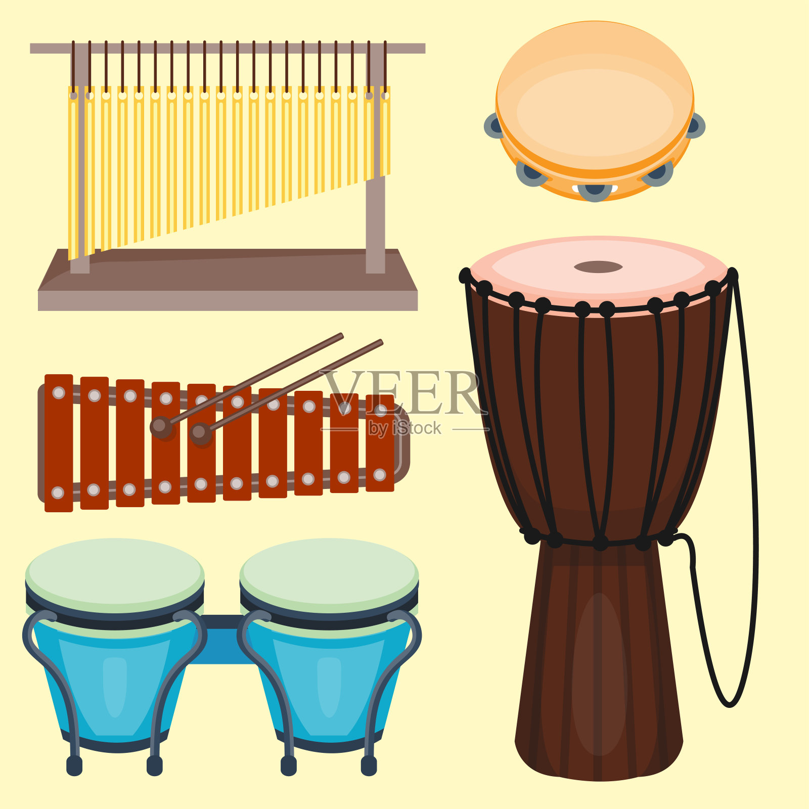 音乐鼓木节奏乐器系列打击乐矢量插图插画图片素材