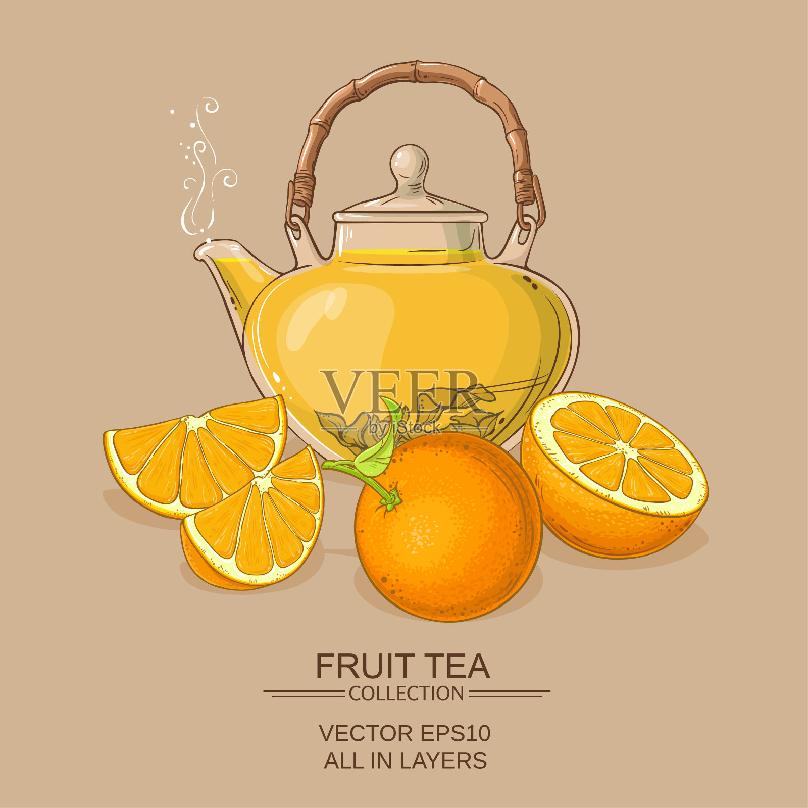 橙茶插图插画图片素材