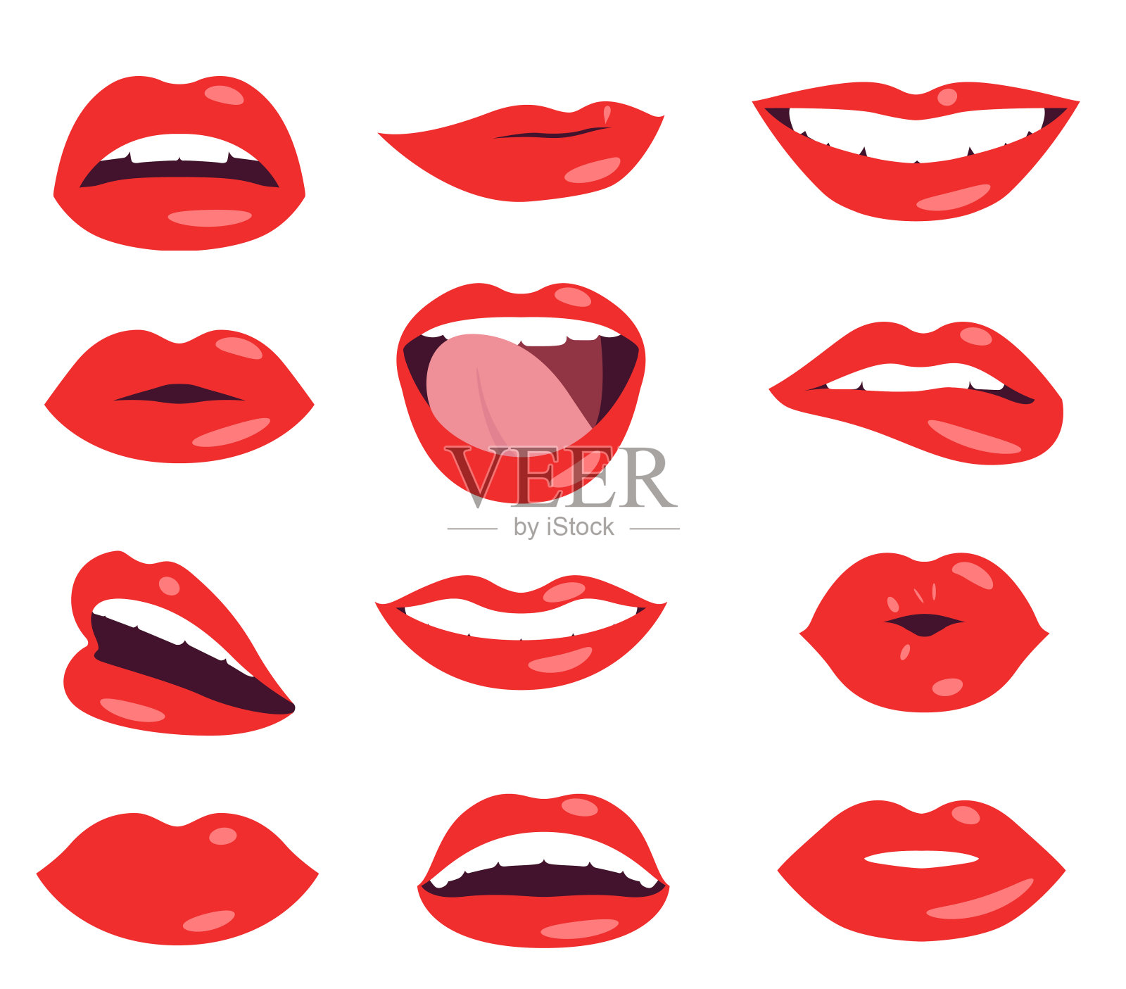 女人嘴唇表情向量集插画图片素材