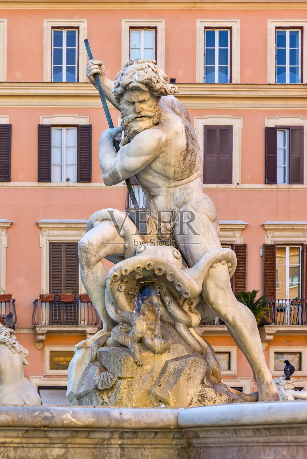 意大利罗马纳沃纳广场的海王星喷泉。照片摄影图片