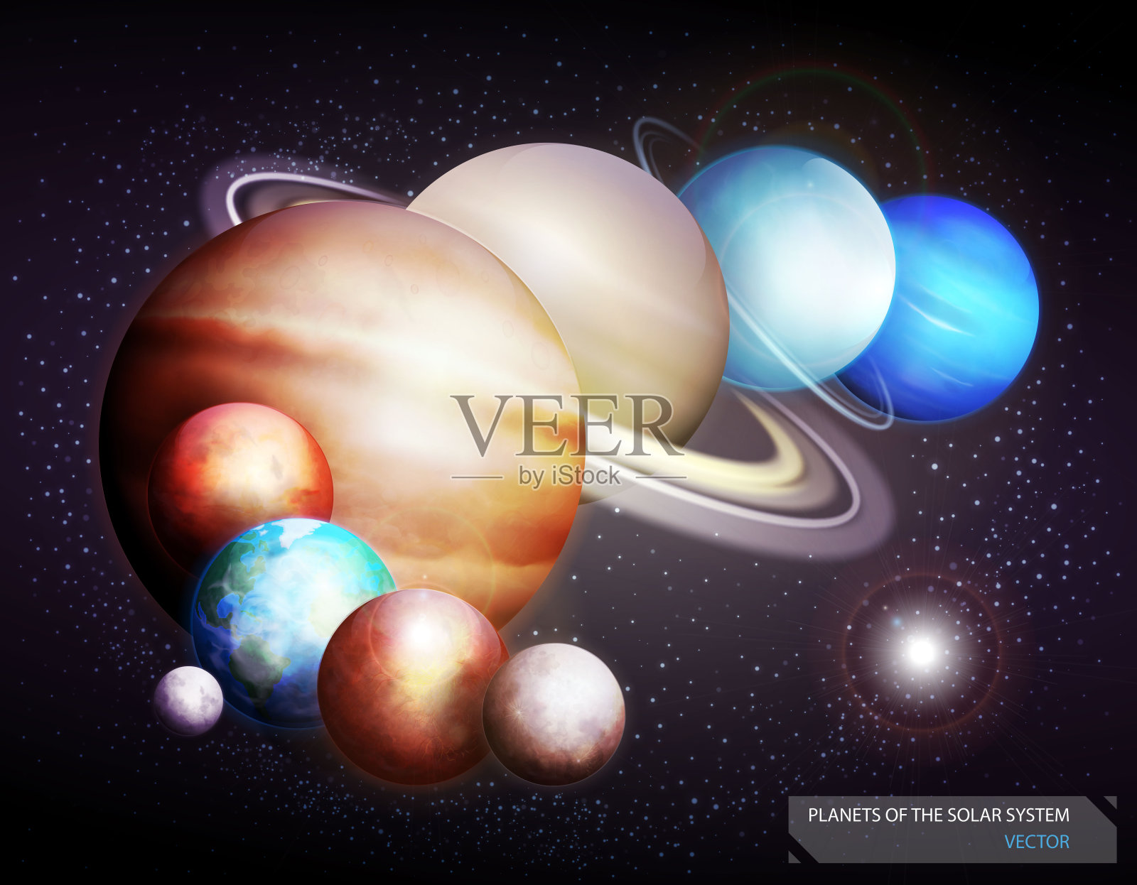太阳系的行星。矢量图插画图片素材