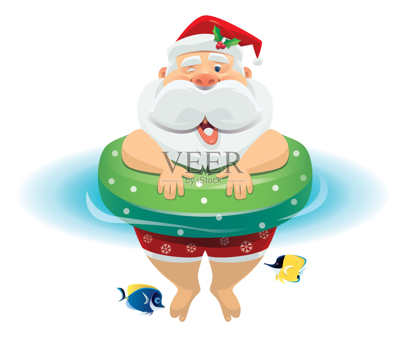 圣诞老人在浮标上快乐插画图片素材