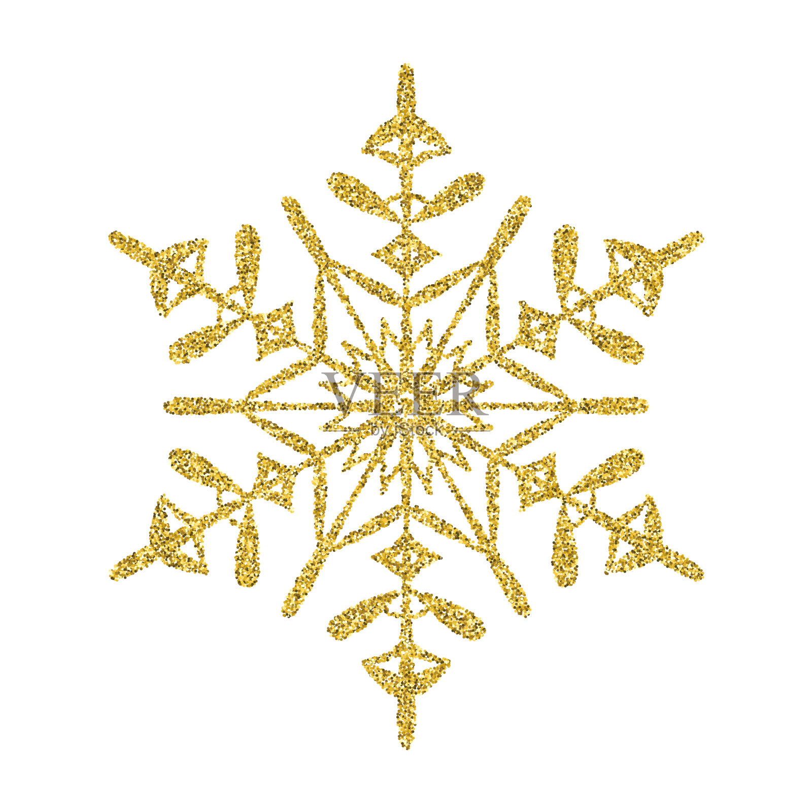 雪花-金色矢量闪闪发光的圣诞装饰在白色的背景插画图片素材