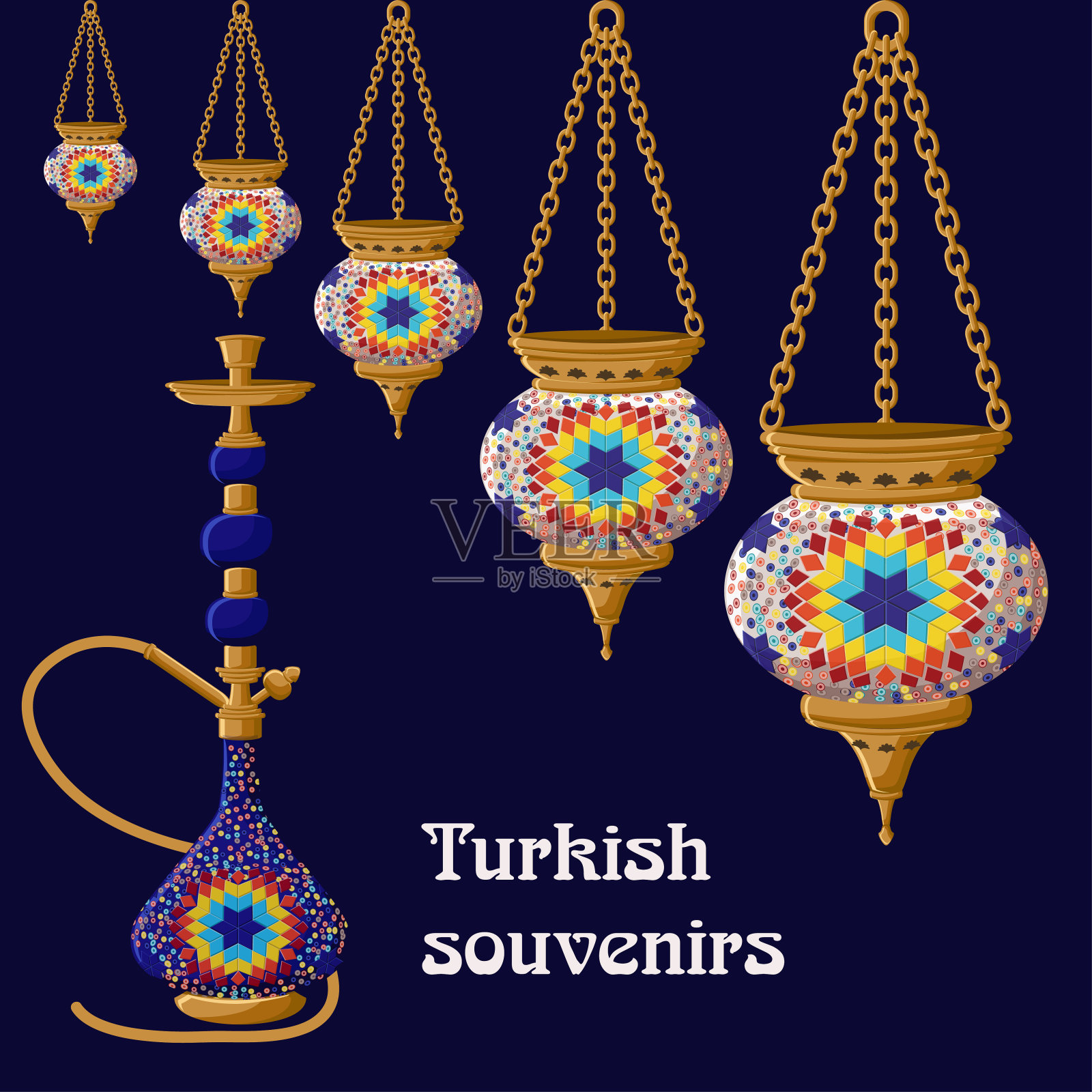 土耳其传统陶瓷纪念品。插画图片素材