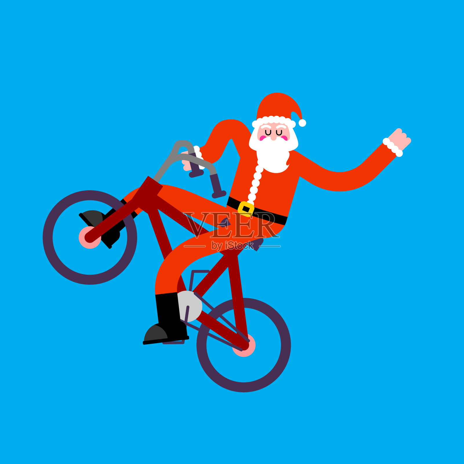 小轮车上的圣诞老人。新年快乐。圣诞节的矢量图插画图片素材