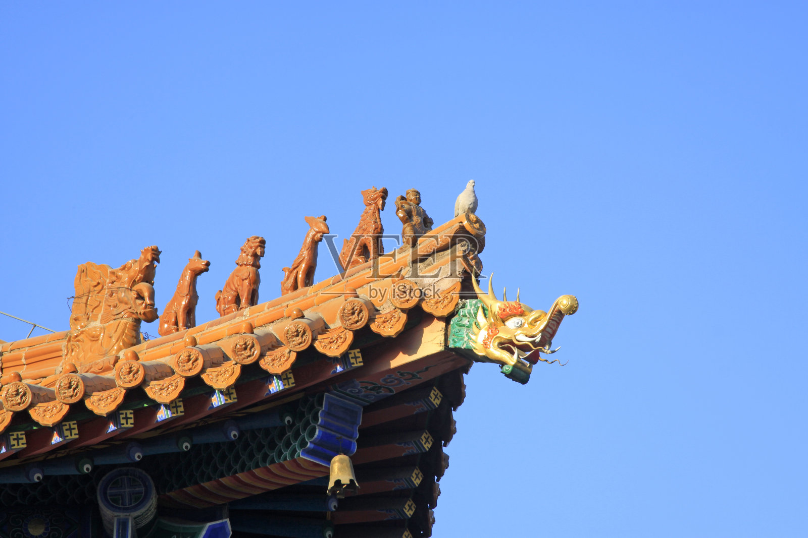 鎏金龙头雕塑在一个寺庙，特写照片照片摄影图片