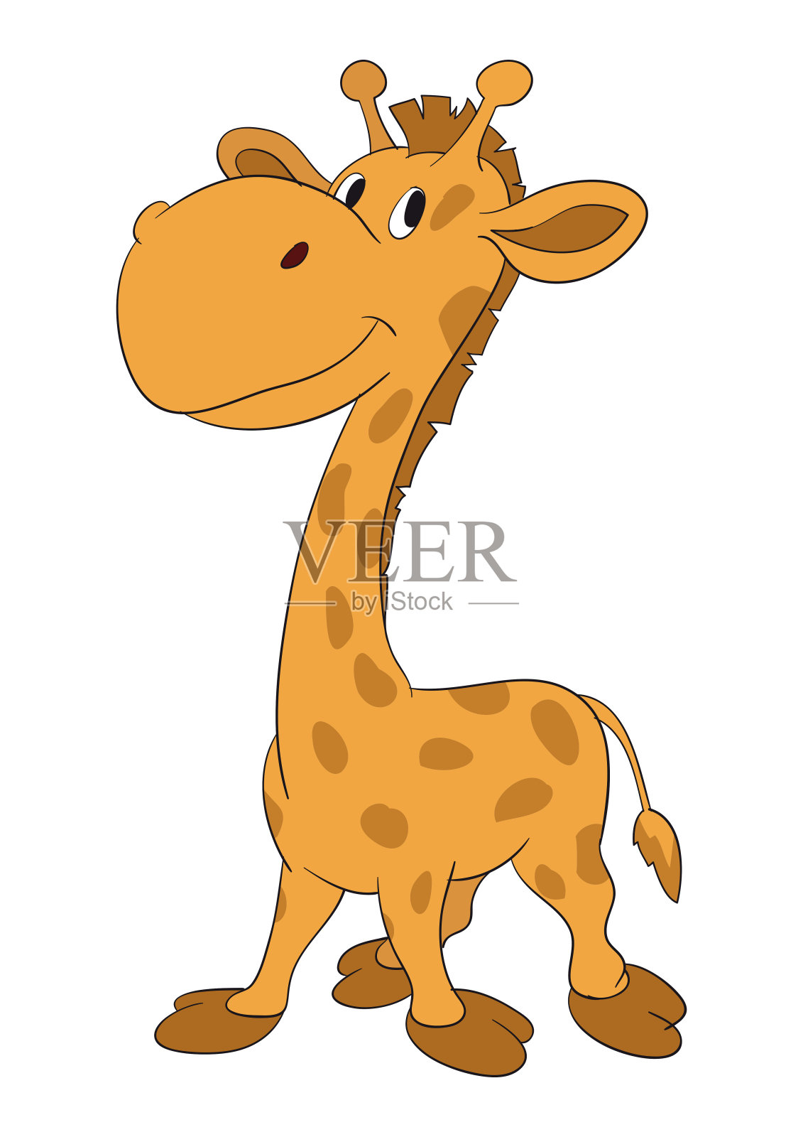 可爱站立卡通长颈鹿设计元素图片