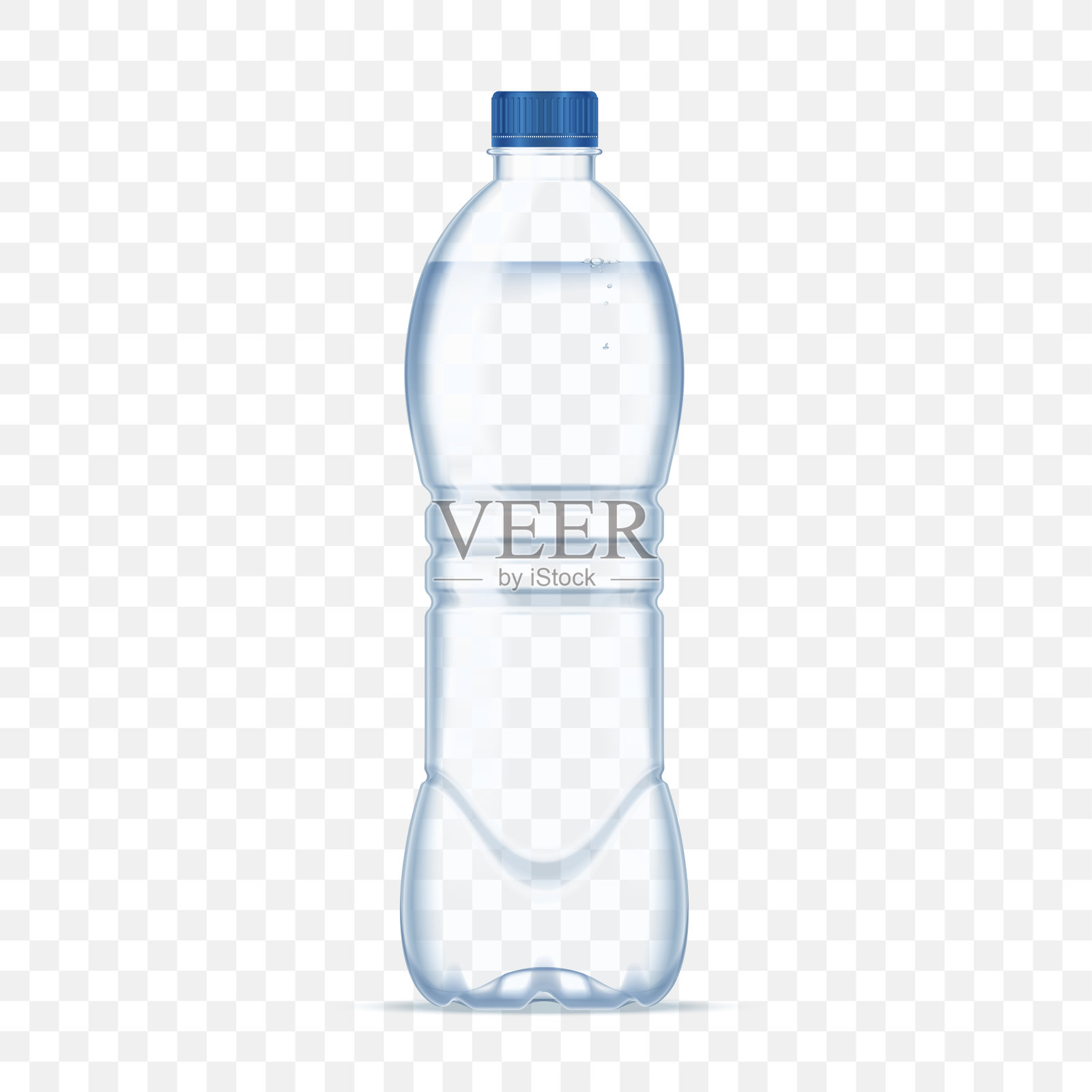 塑料瓶与矿泉水在阿尔法透明背景。照片现实的瓶子模型矢量插图。设计元素图片