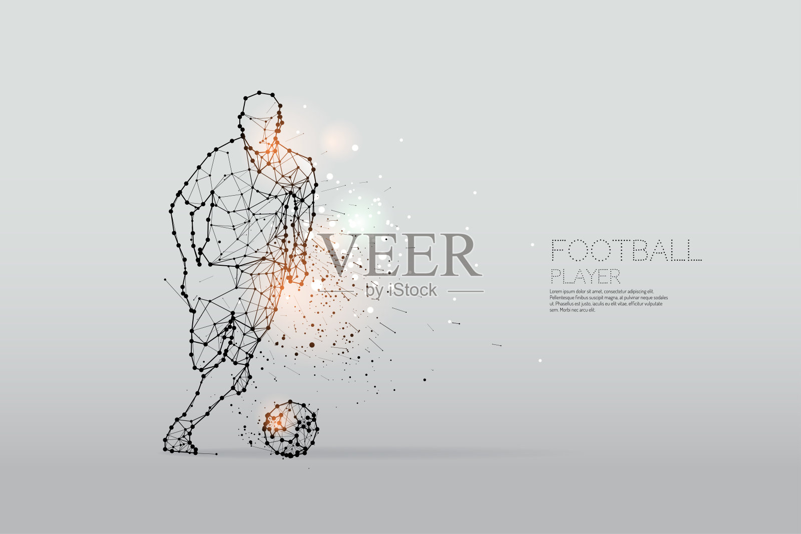 足球运动员运动的粒子和线点插画图片素材