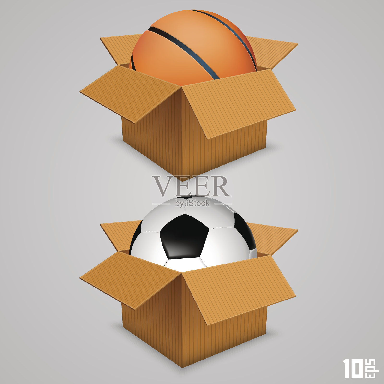 球在盒子里孤立物体。插画图片素材