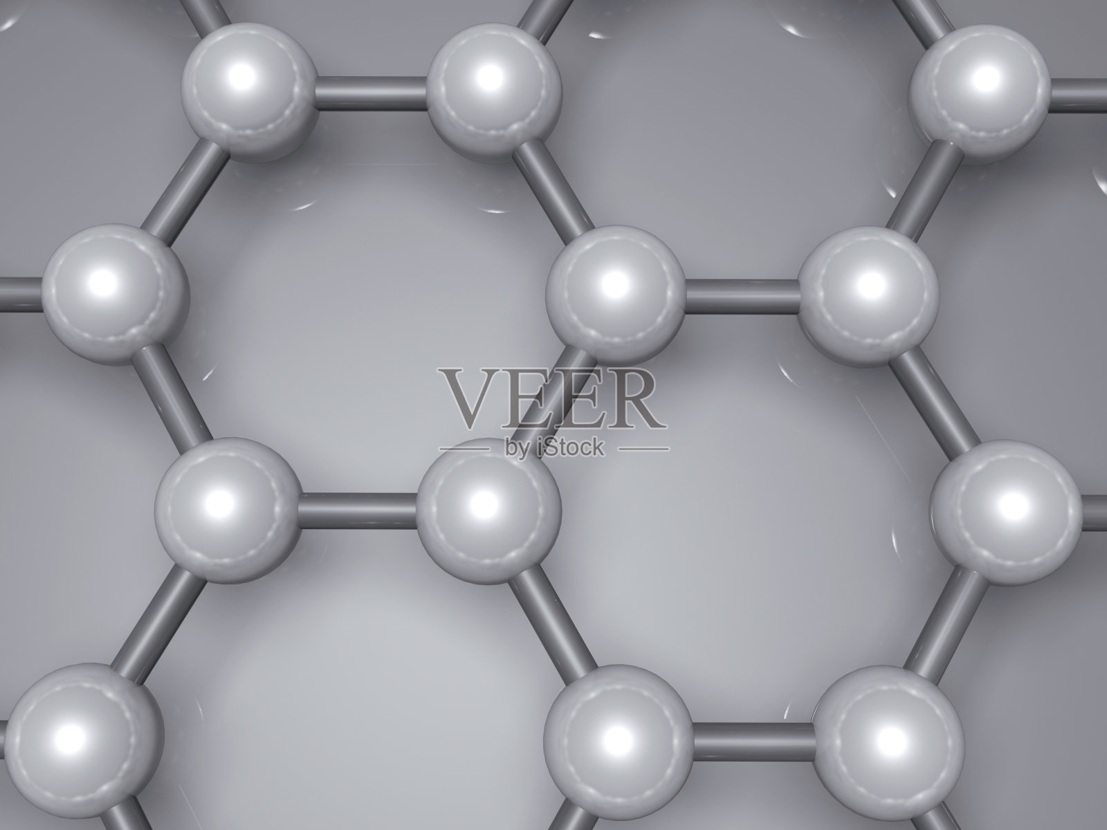 碳原子的六方晶格。三维模型照片摄影图片