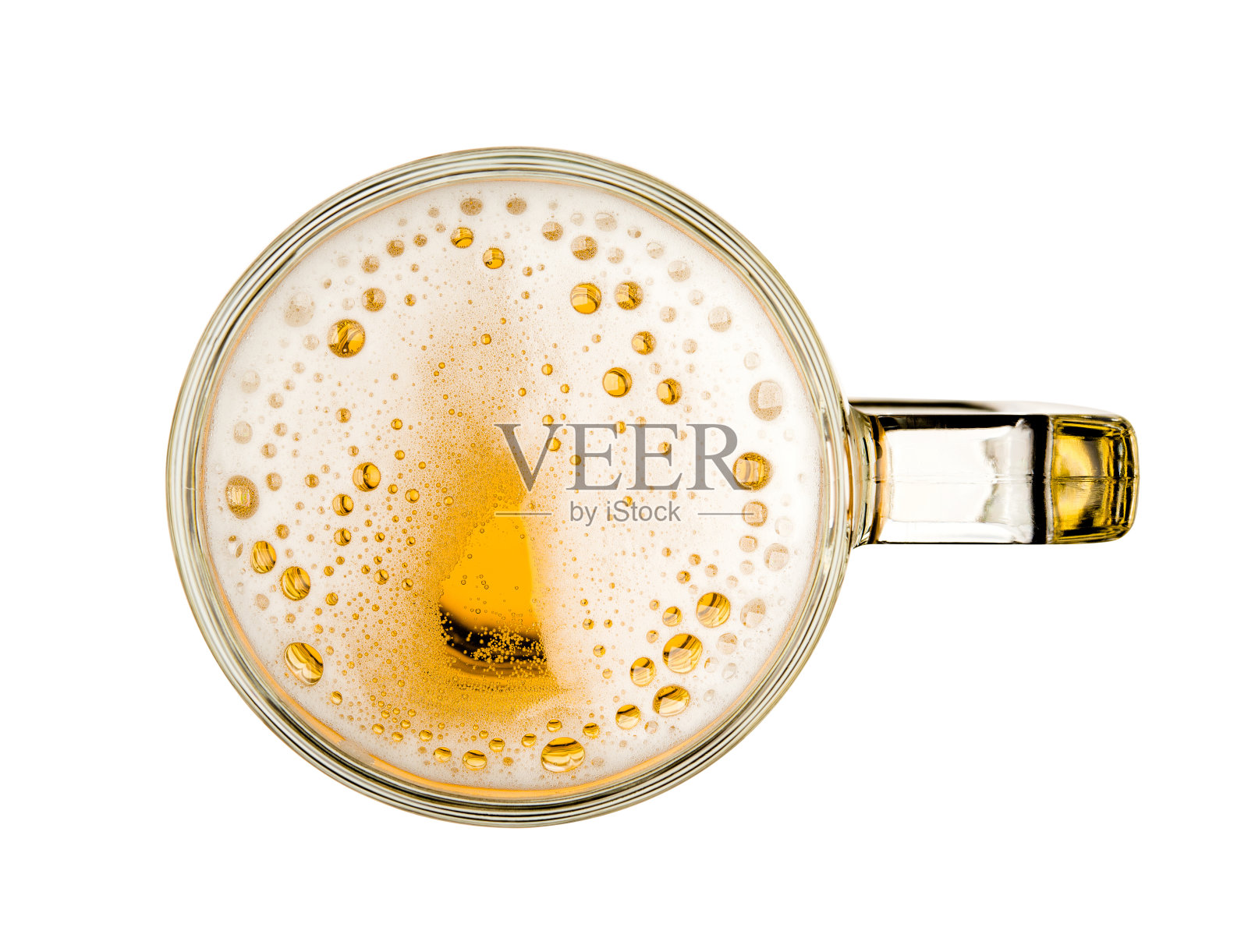 杯啤酒与泡沫玻璃隔离在白色背景庆祝对象设计俯视图照片摄影图片
