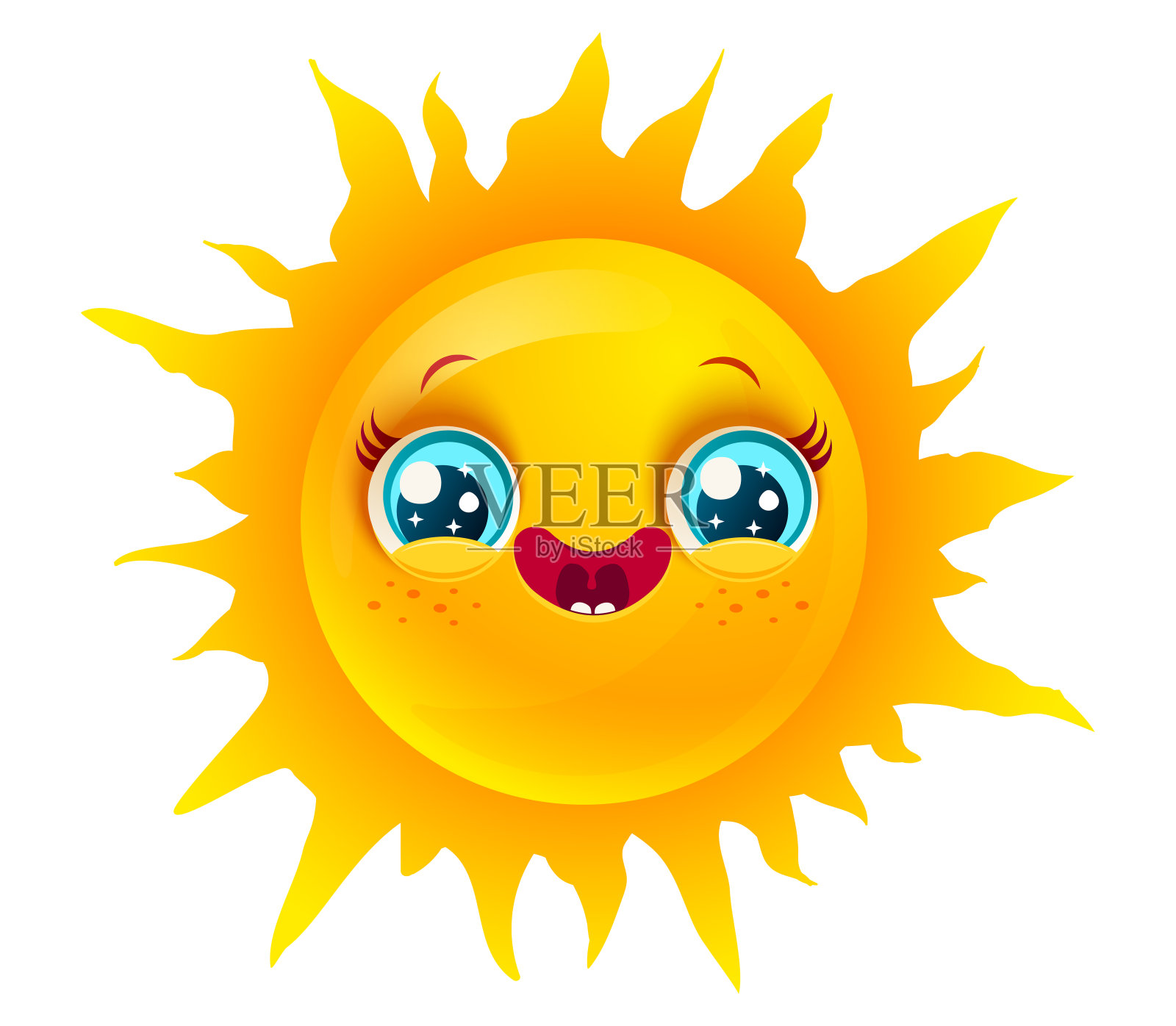 太阳emoji向量。插画图片素材