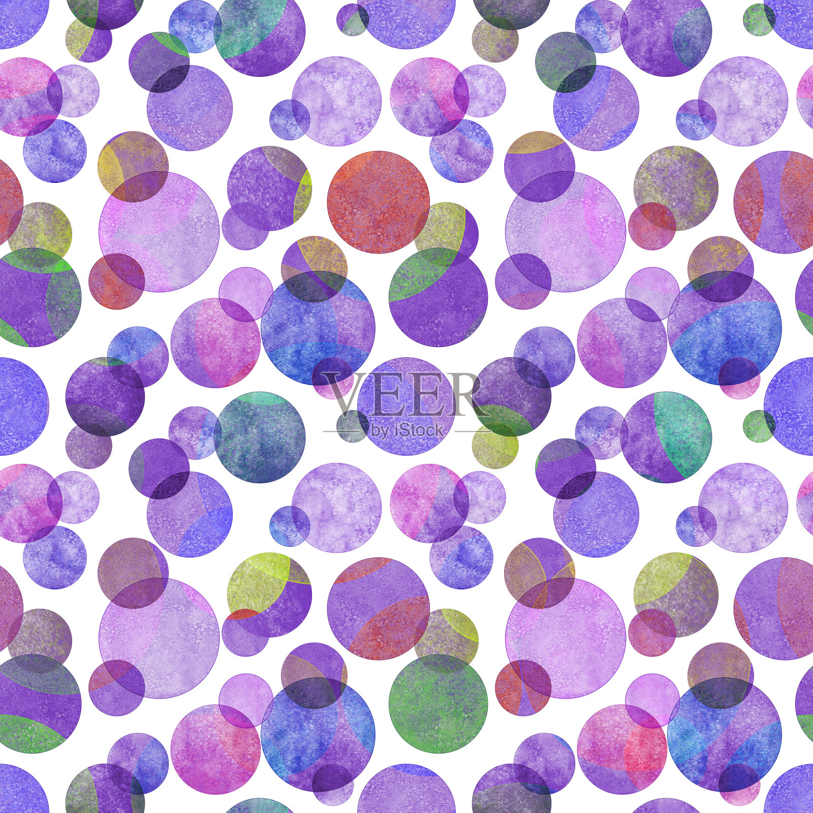 五颜六色的圆形紫色无缝图案插画图片素材